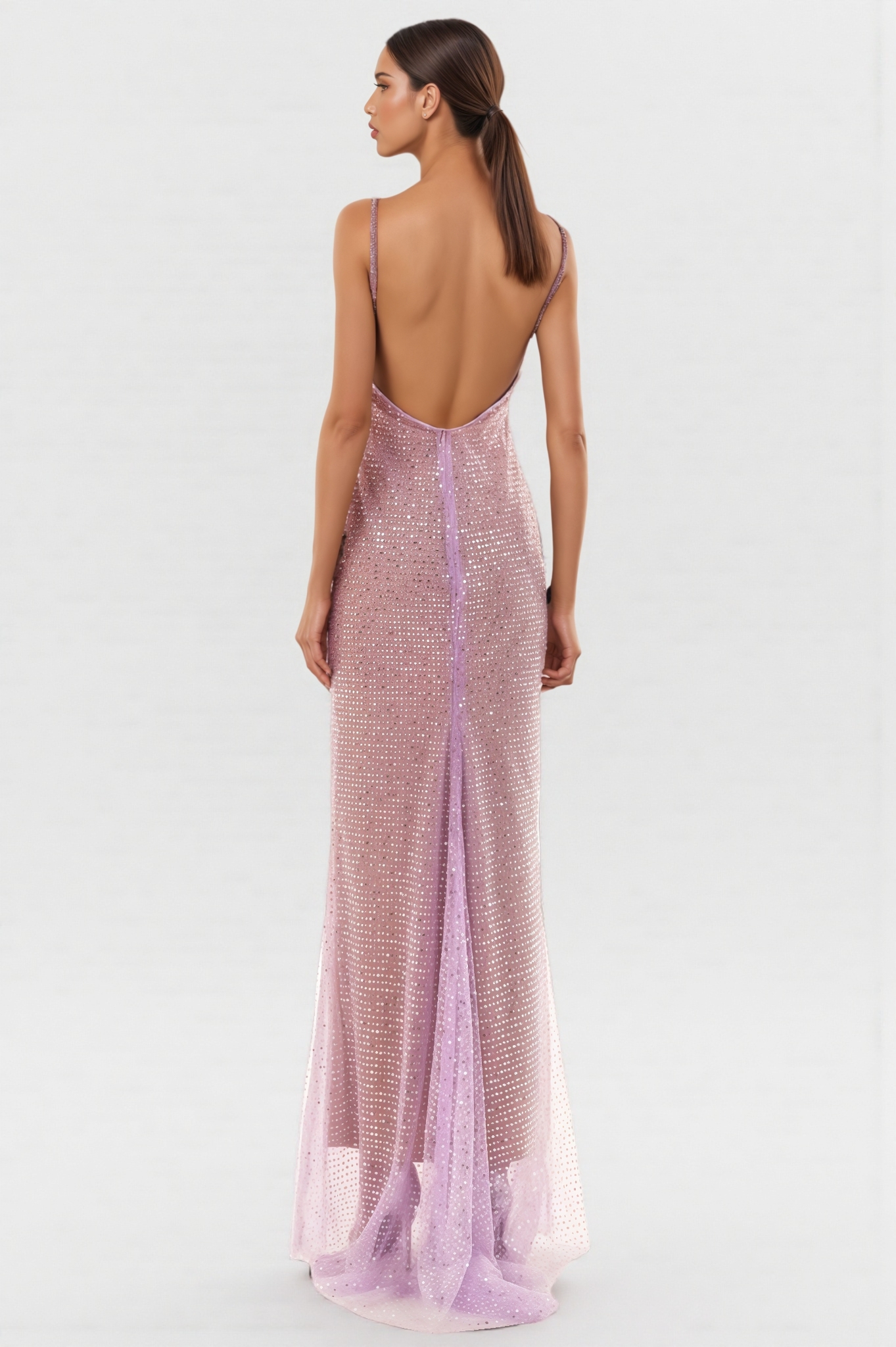 Hespere Halter Sequin Mesh Maxi Dress