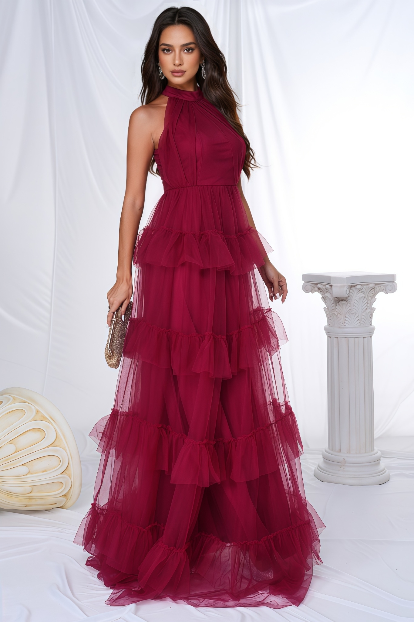 Vira Red Strapless Maxi Dress