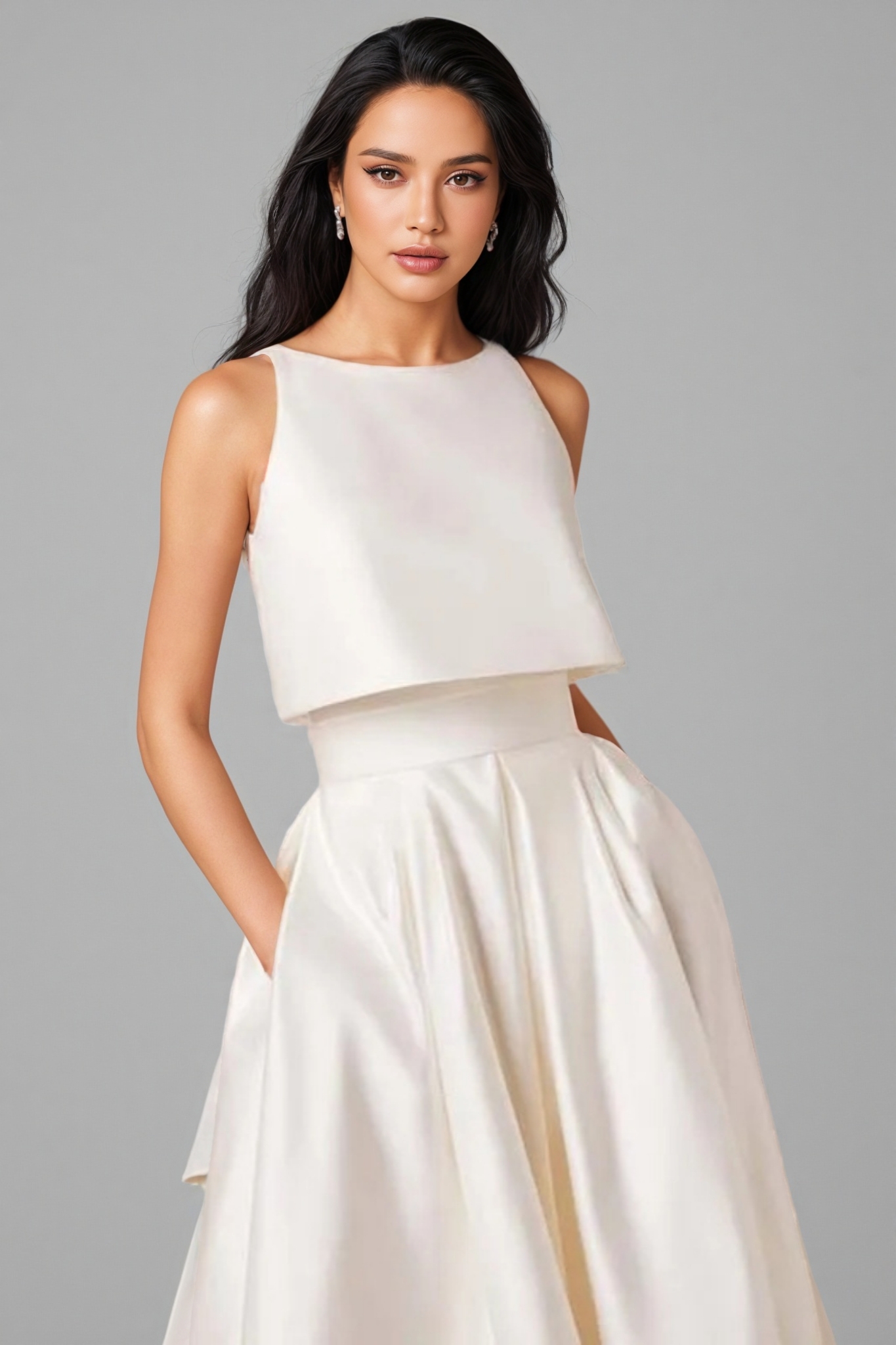 Nicore White Strapless Maxi Dress