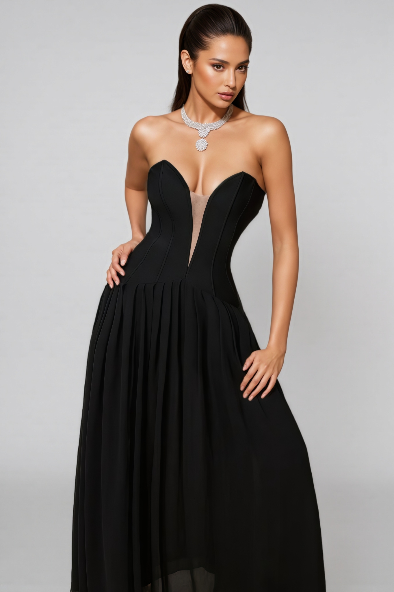 Donna Strapless Bandage Maxi Dress