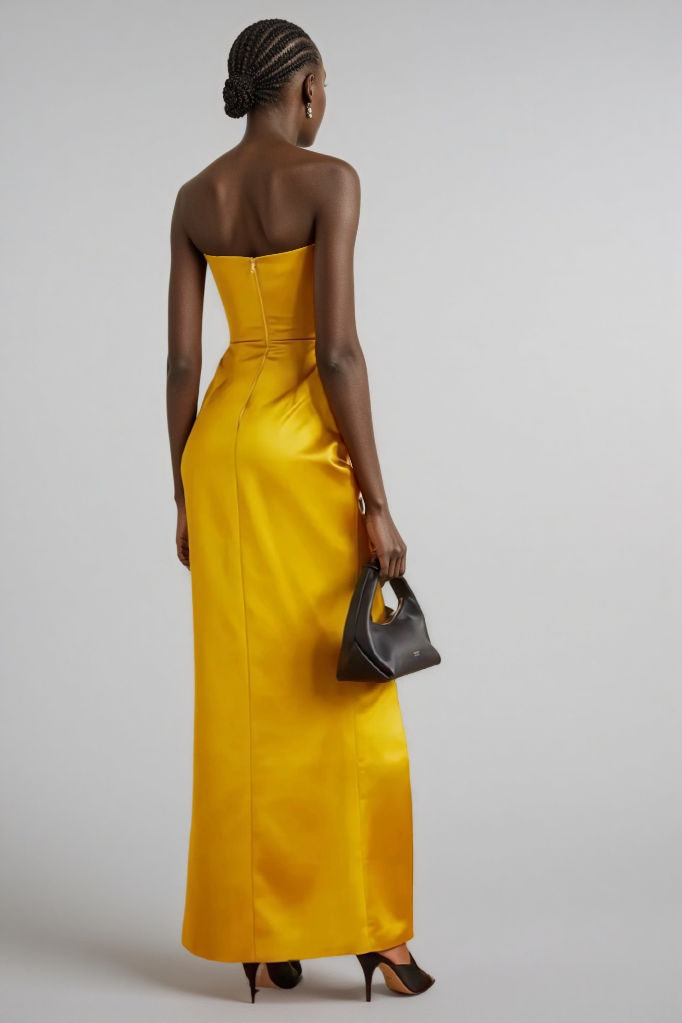 Sarah Strapless High Split Midi Dress