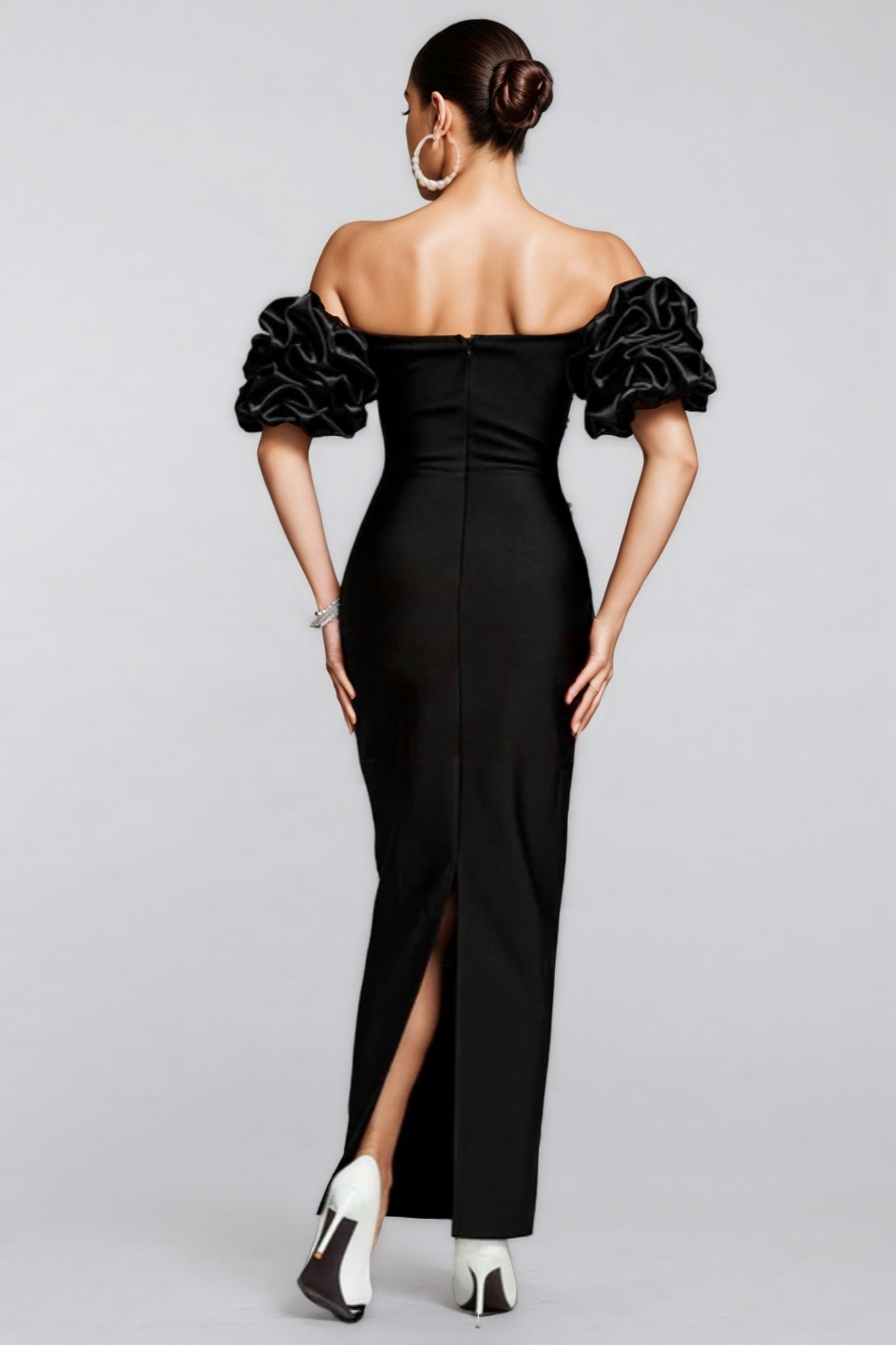 Helesa Off Shoulder Pearl Bandage Maxi Dress