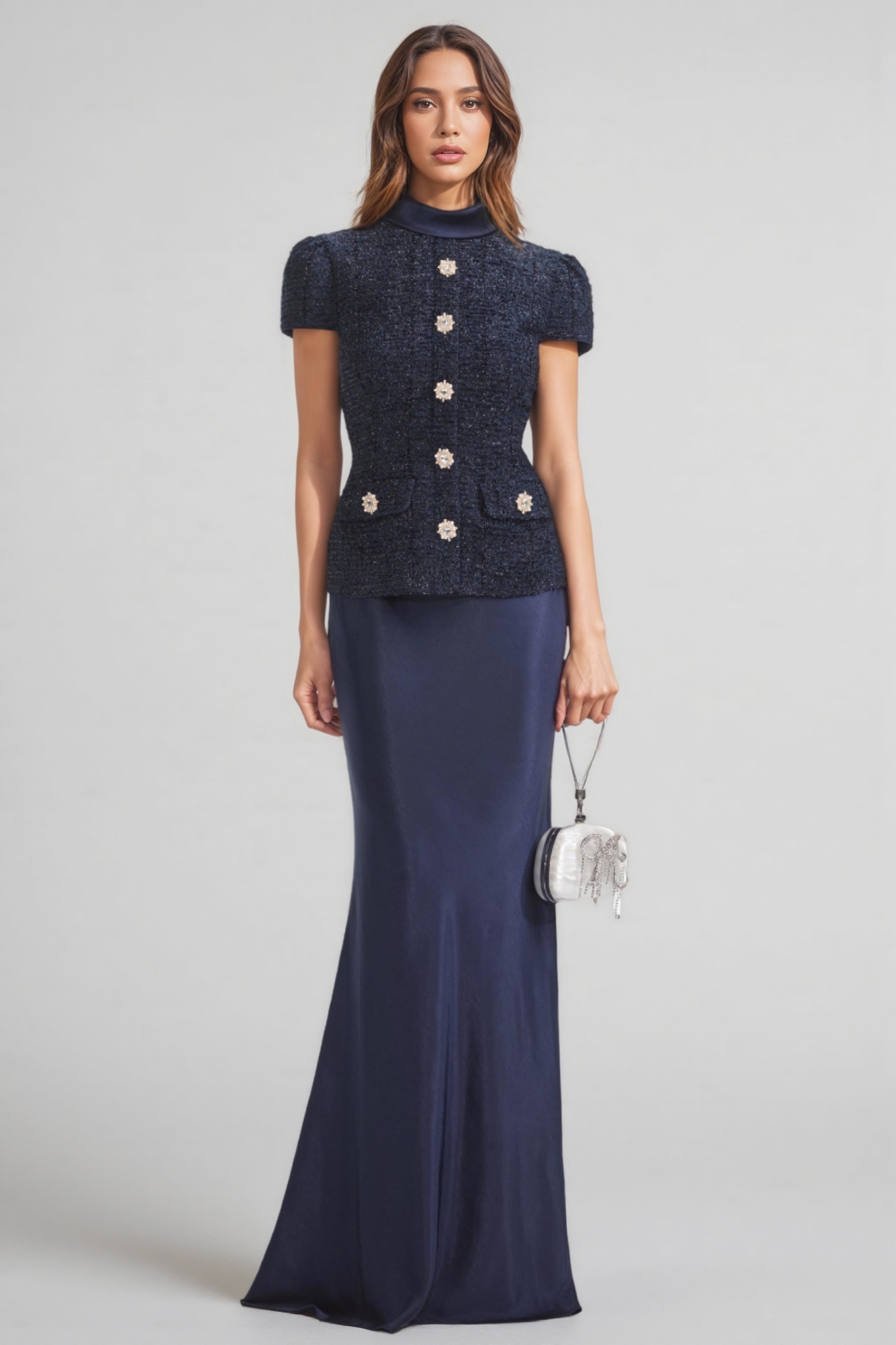 Thay Metallic Boucle Maxi Dress Set