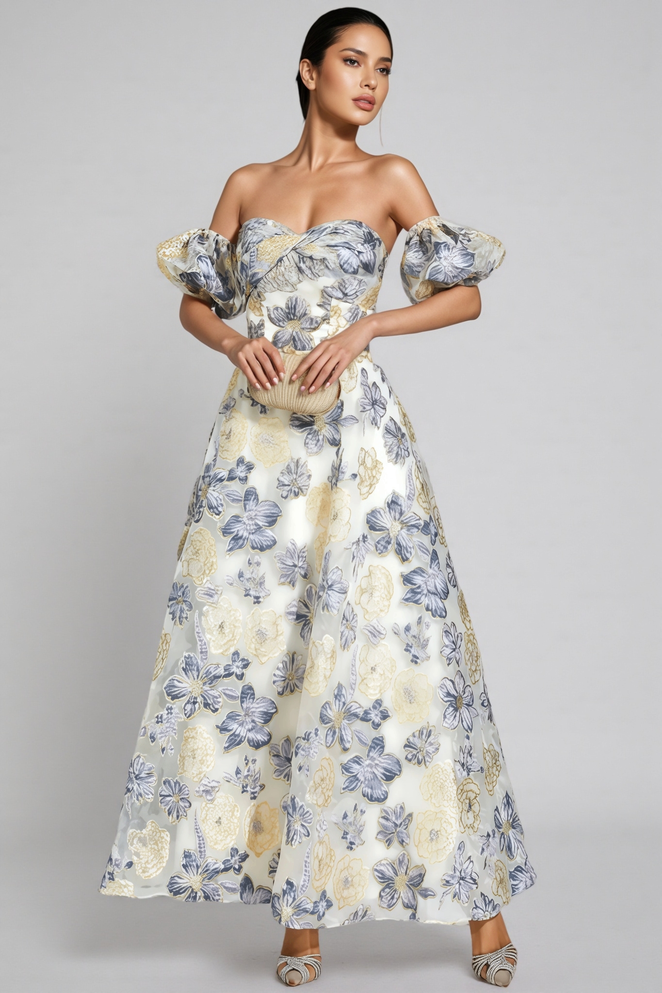 Dorte Blue-Purple Flower Maxi Dress