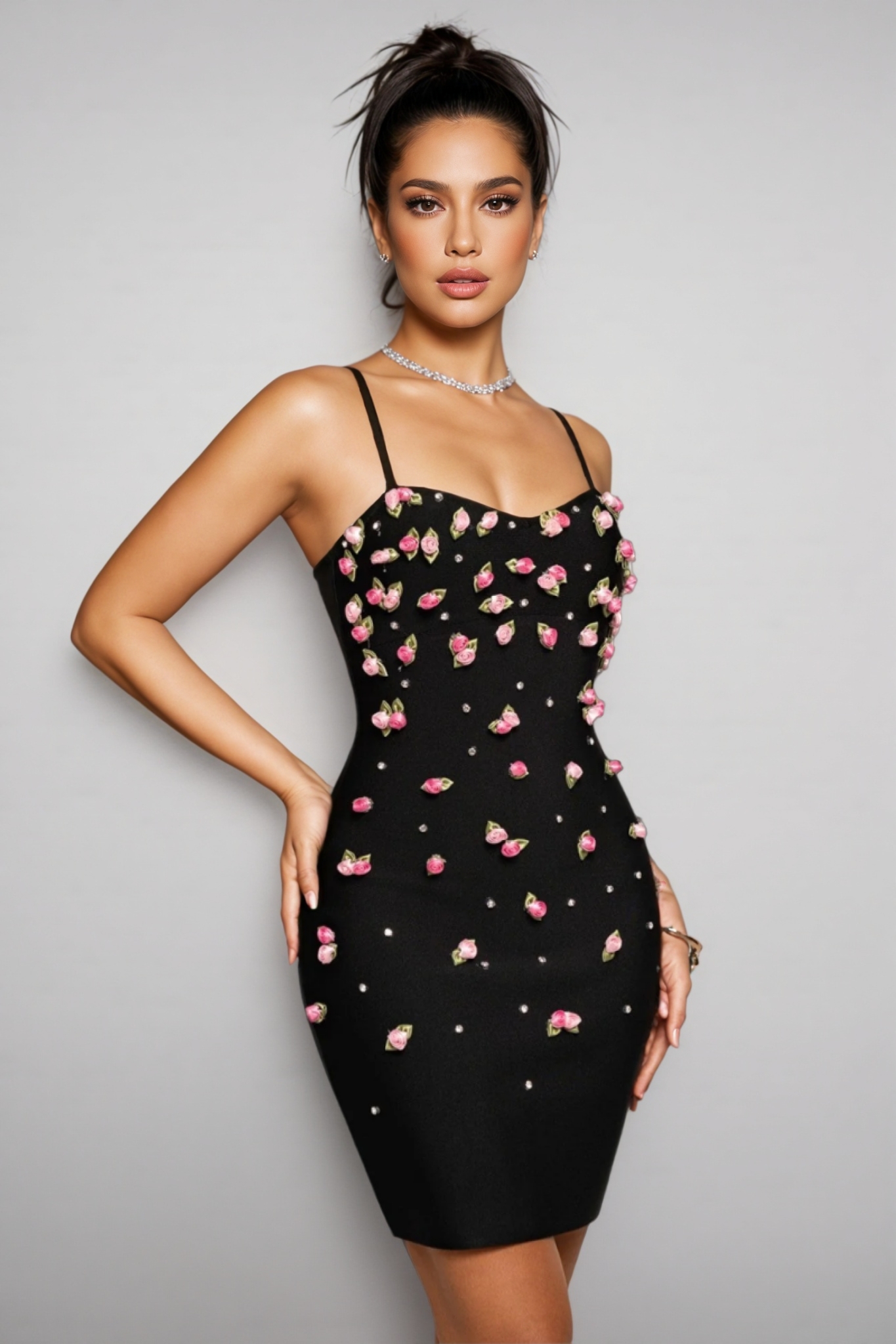 Zarelk Rosebud Bandage Mini Dress