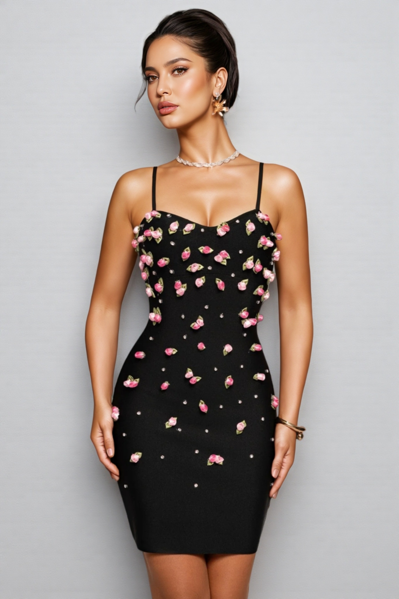 Zarelk Rosebud Bandage Mini Dress