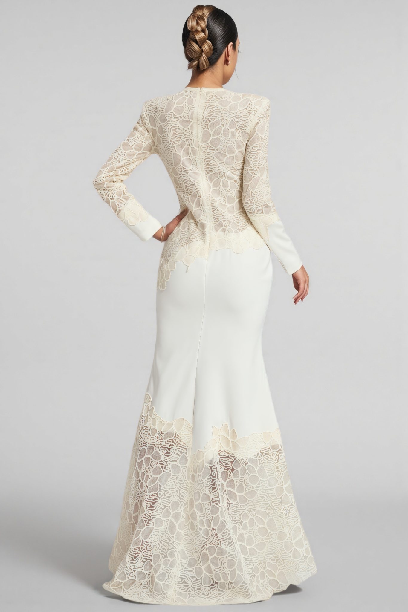 Giank Beige Embroidered Maxi Dress