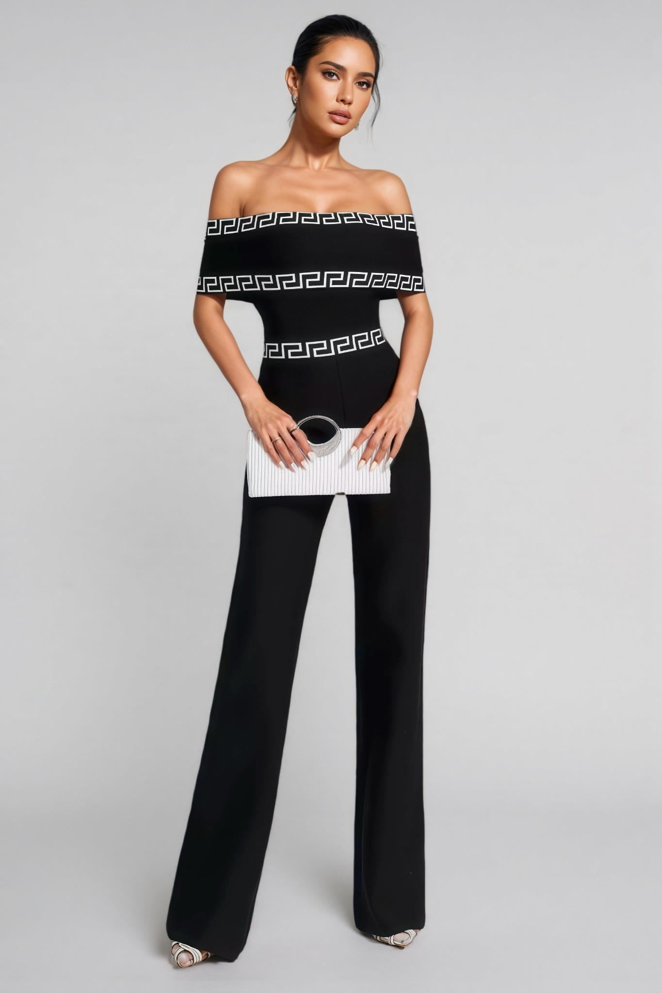 Ferlac Black Printed Bandage Jumpsuit