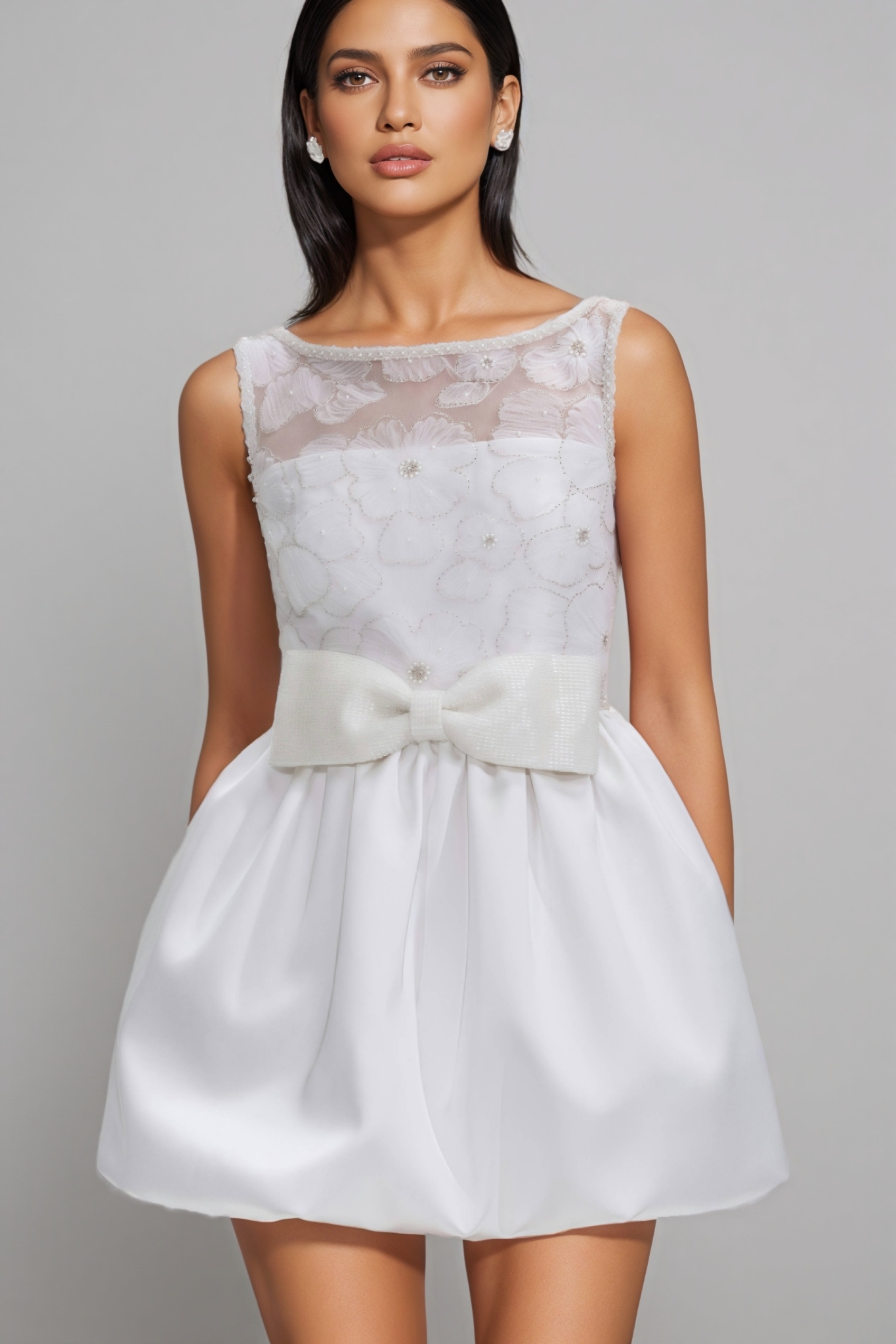 Jarierk White Tulle Mini Dress