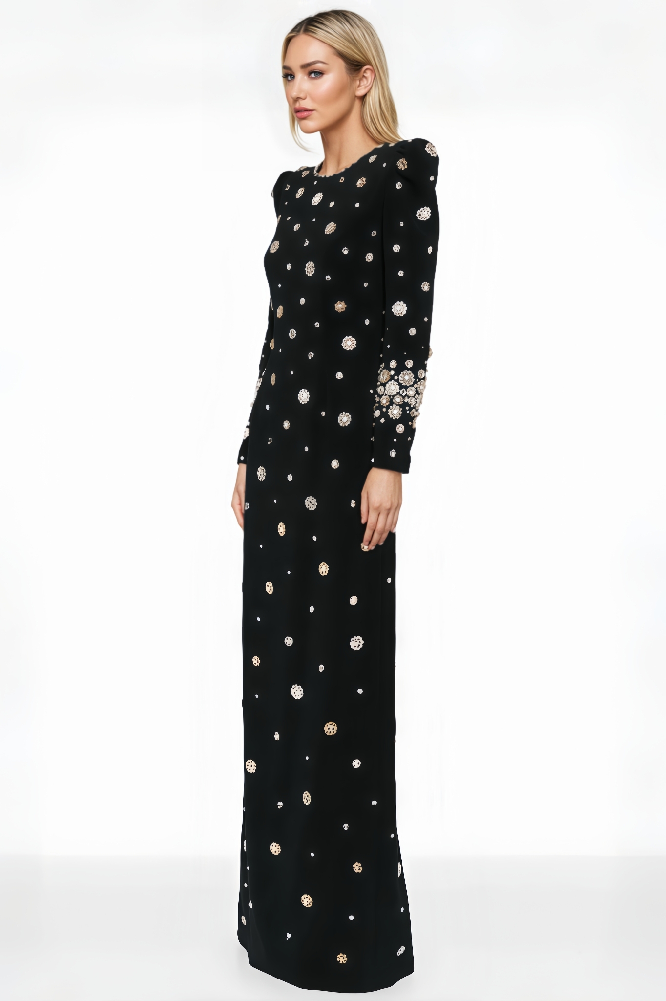 Sorrel Crystal Long-Sleeved Maxi Dress