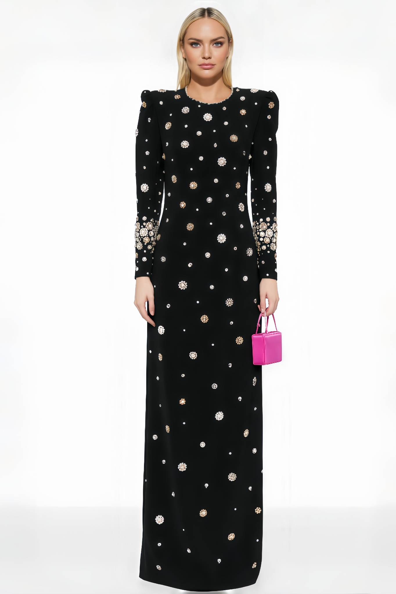 Sorrel Crystal Long-Sleeved Maxi Dress