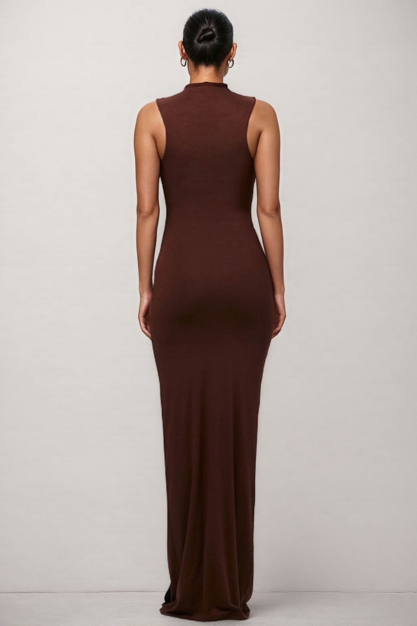 Vina Brown Sleeveless Maxi Dress