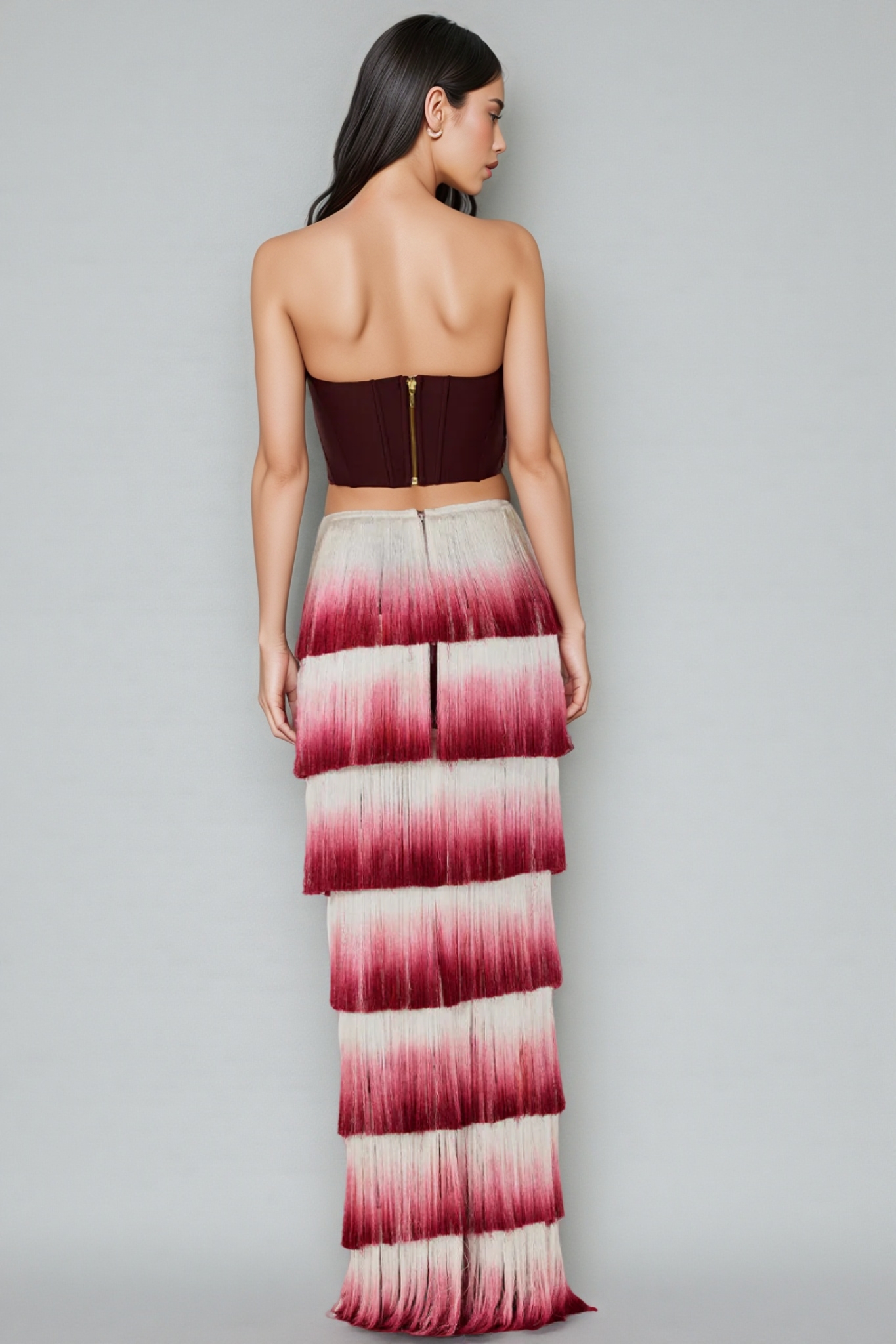 Maded Red Fringe Maxi Dress Set
