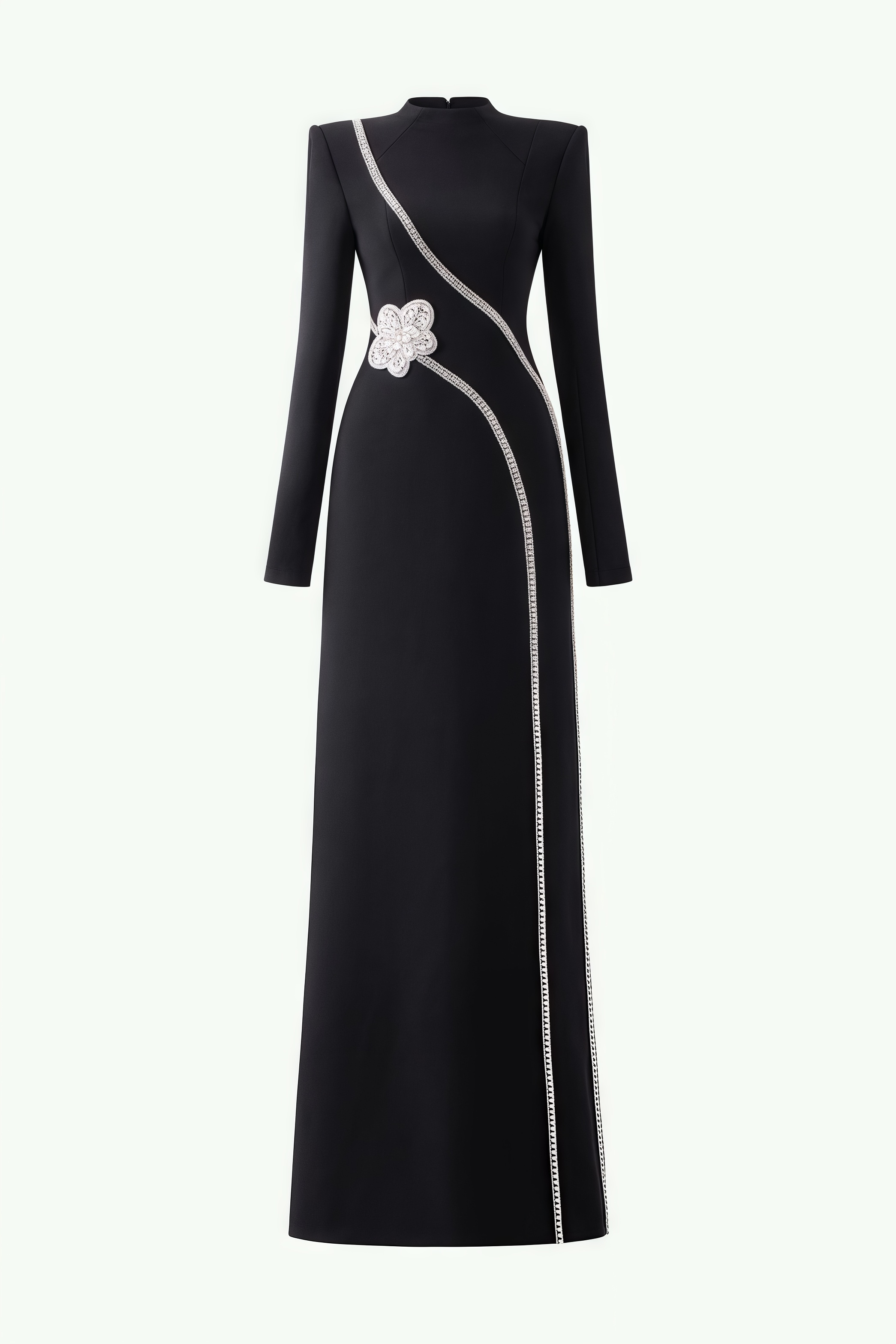 Senne Rhinestone Long Sleeve Floral Maxi Dress