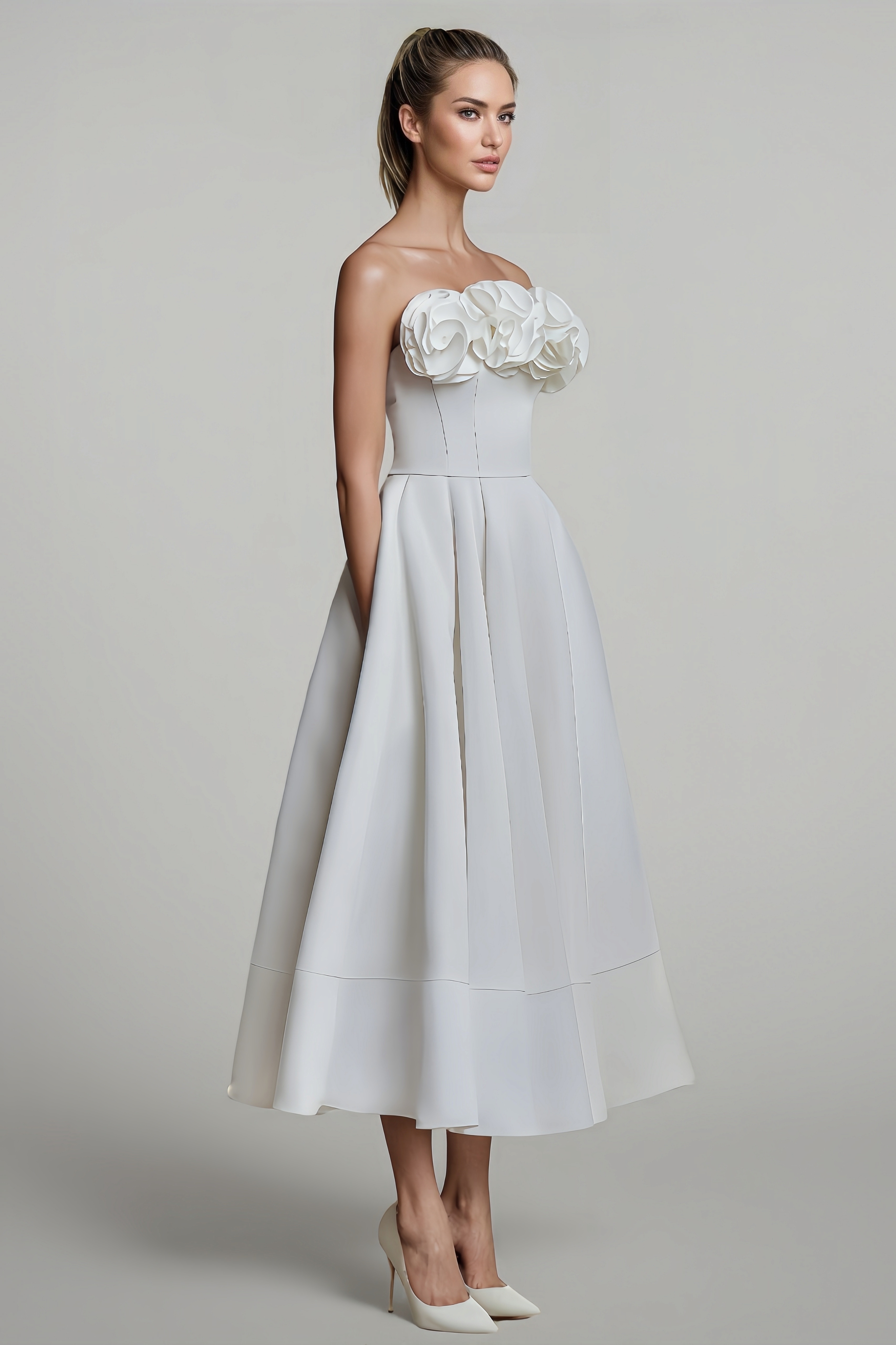 Poppy 3D Floral Midi Dress