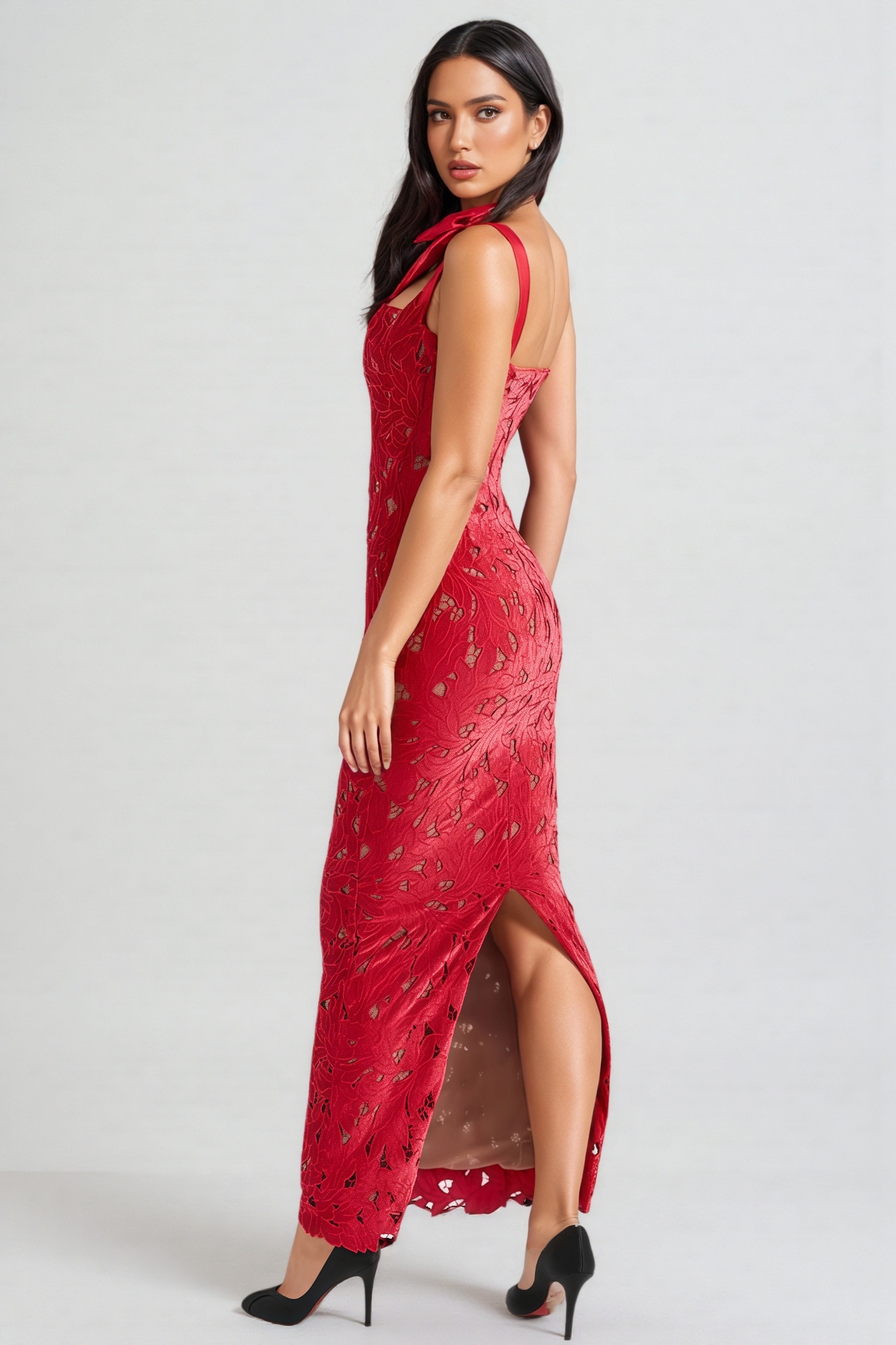 Fiona Red Bow Maxi Dress