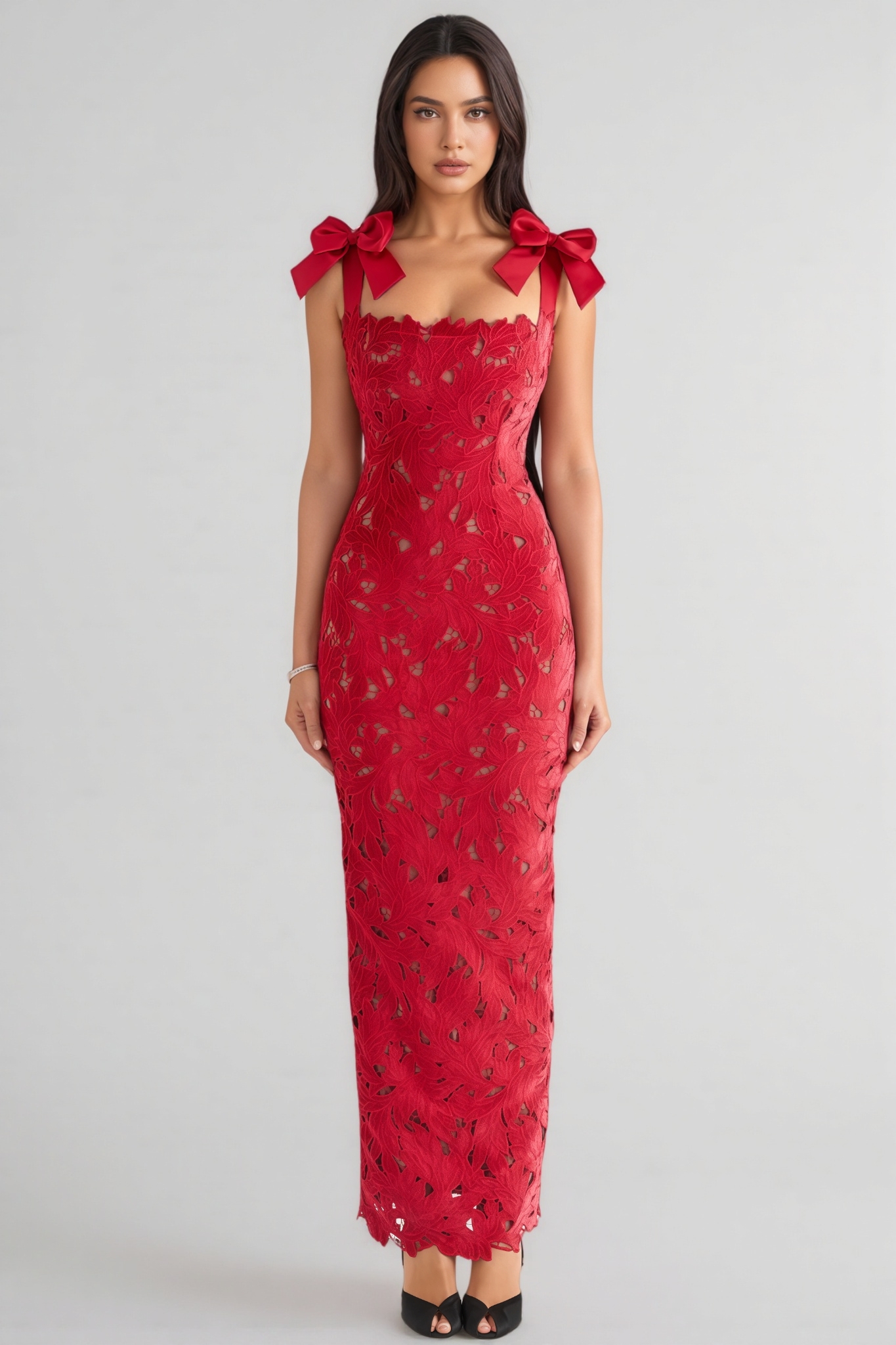 Fiona Red Bow Maxi Dress
