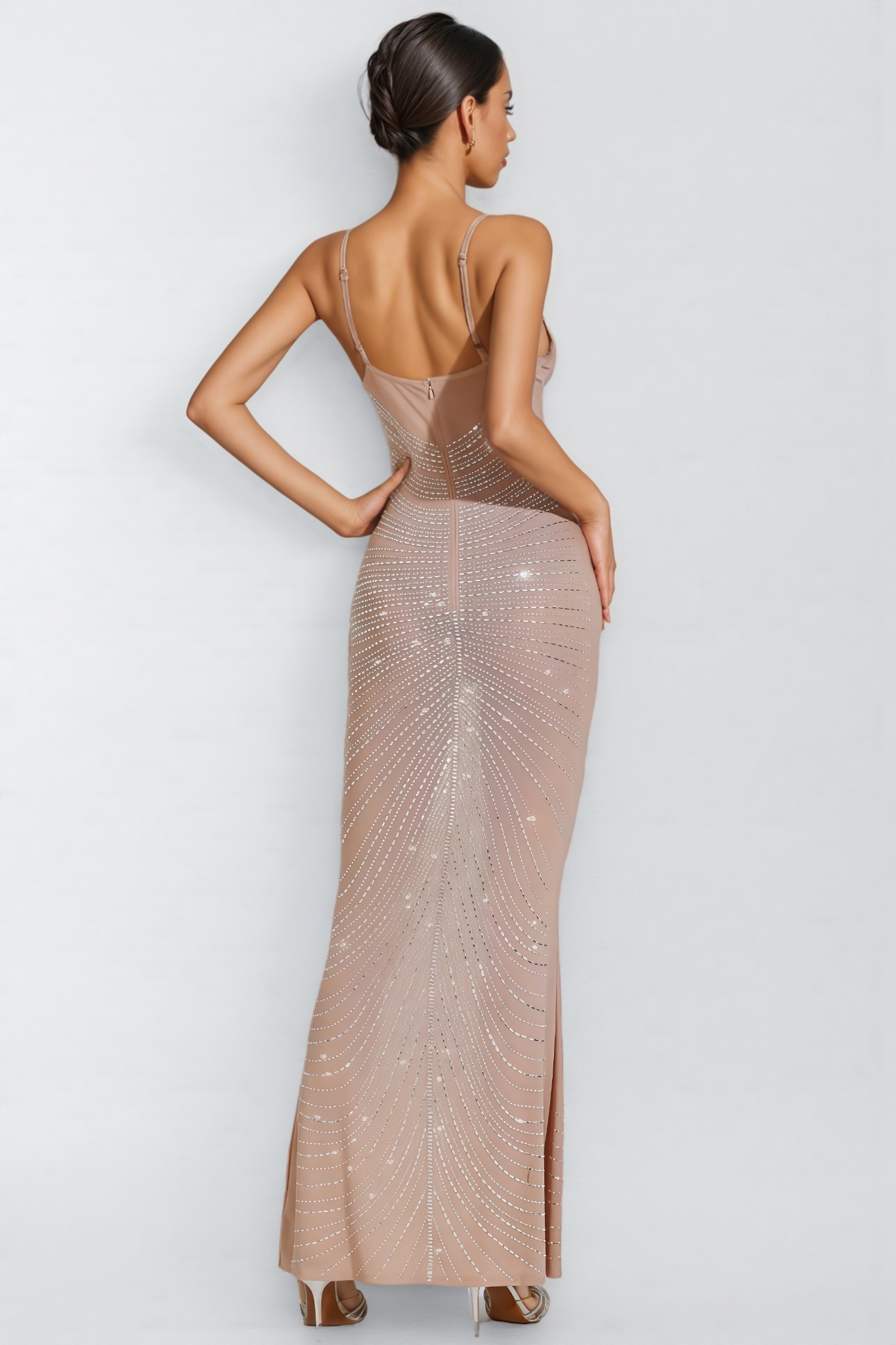 Verze Apricot Maxi Sequins Maxi Dress