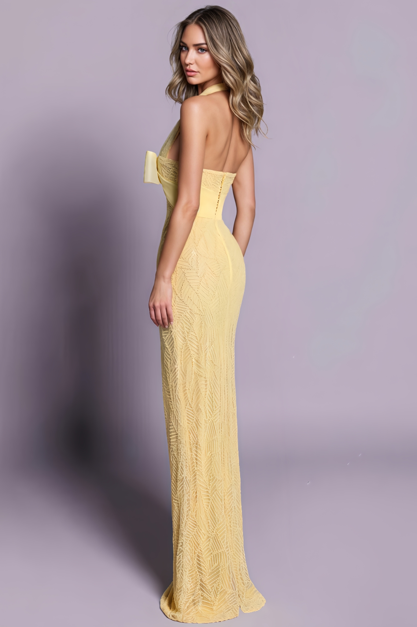 Delsld Bow-Neck Maxi Dress