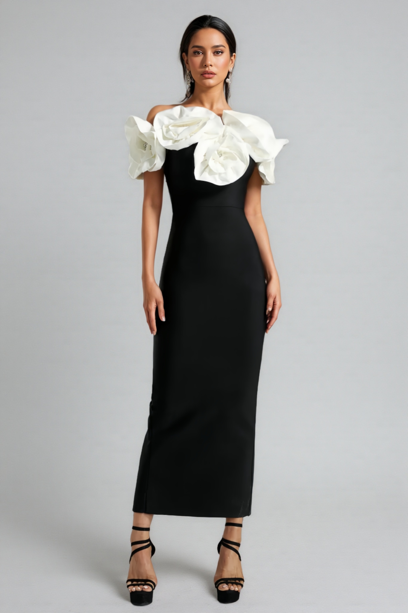 Slaia Flower One Shoulder Maxi Dress