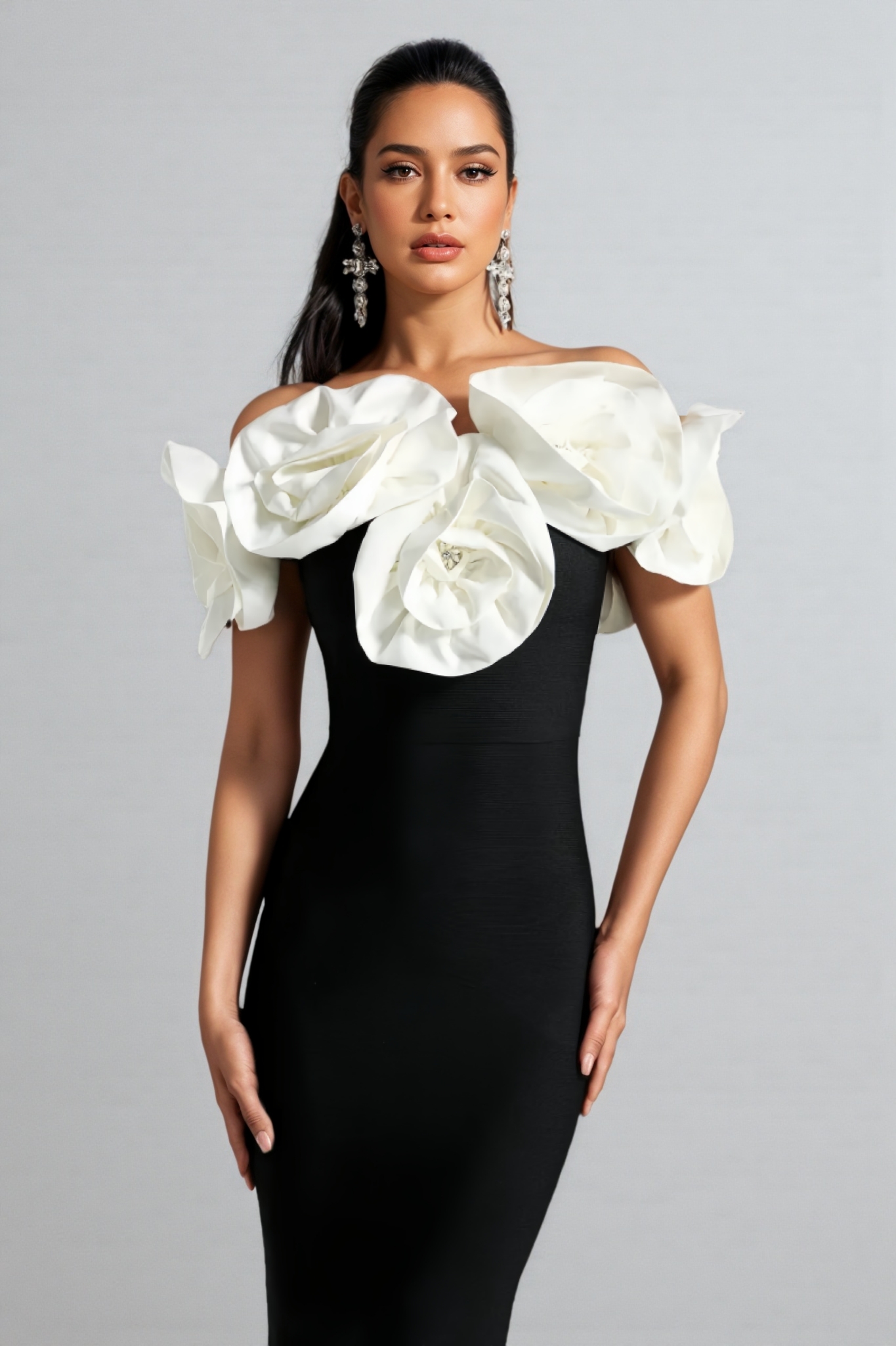 Slaia Flower One Shoulder Maxi Dress