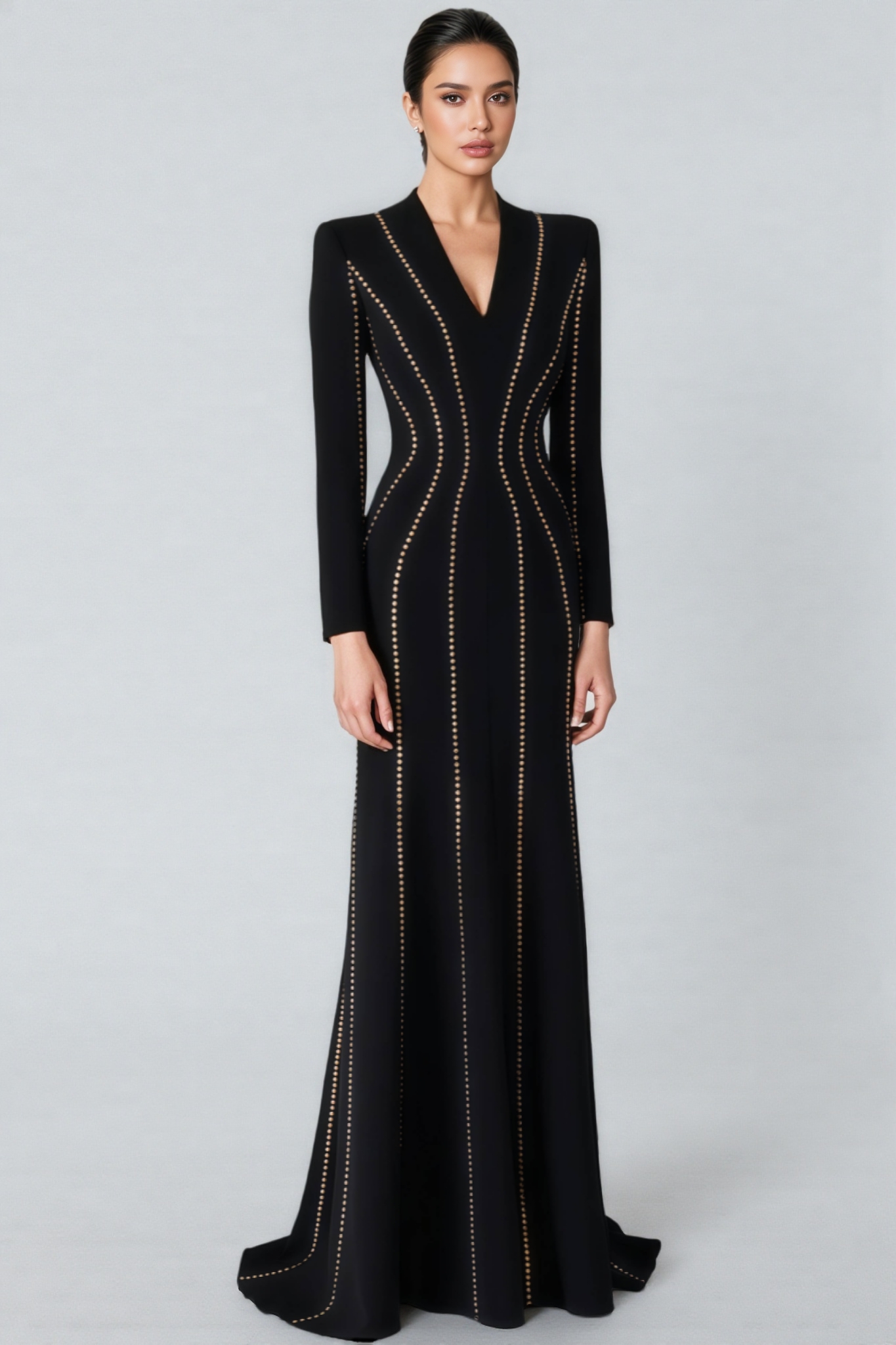 Tildat Black Rhinestone Maxi Dress