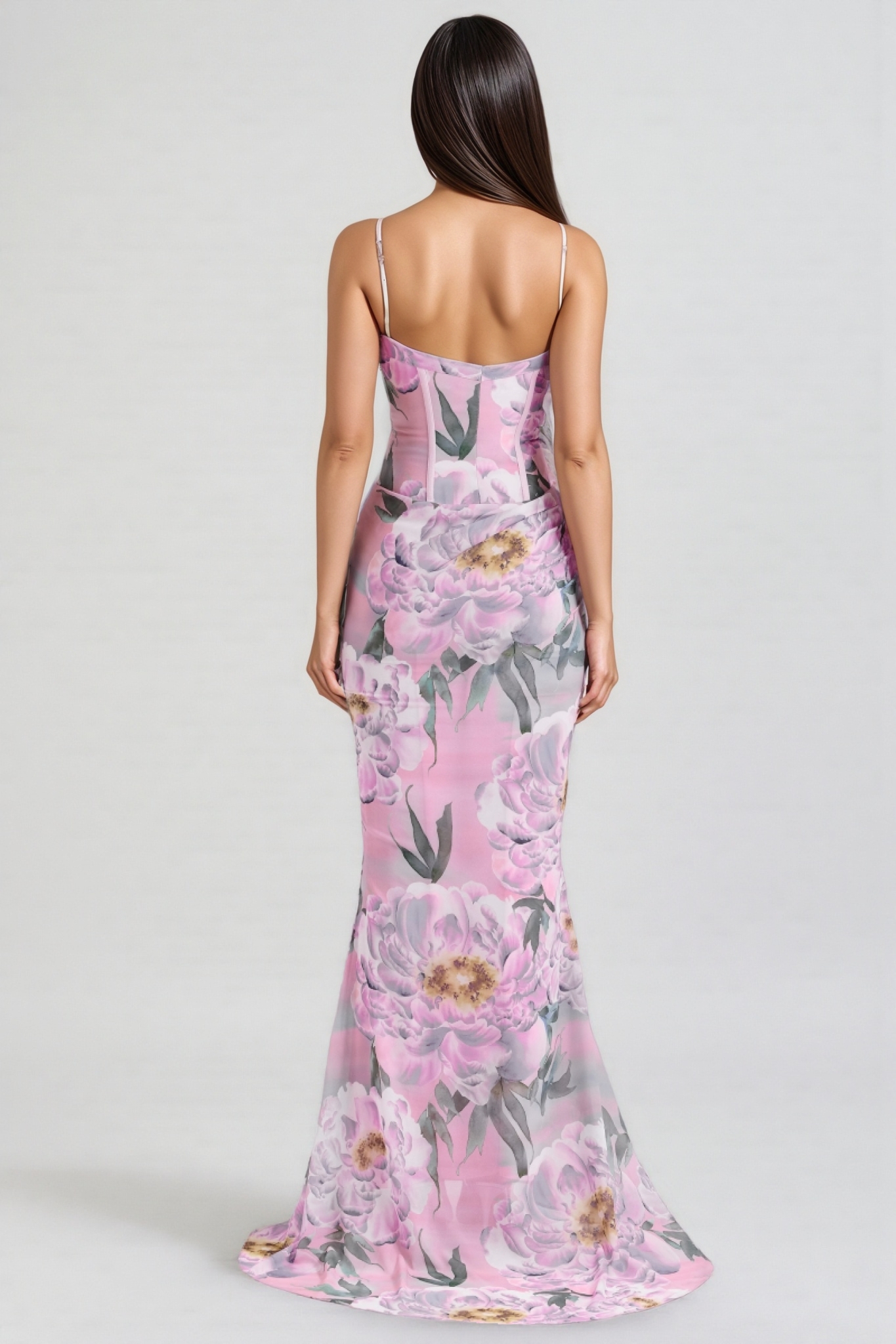 Noely Pink Floral Corset Maxi Dress