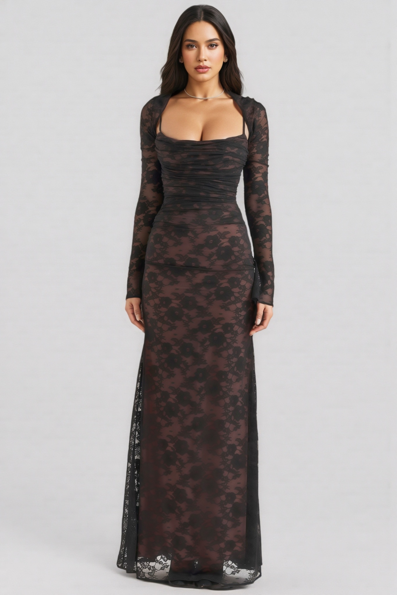 Xaver Black Lace Maxi Dress