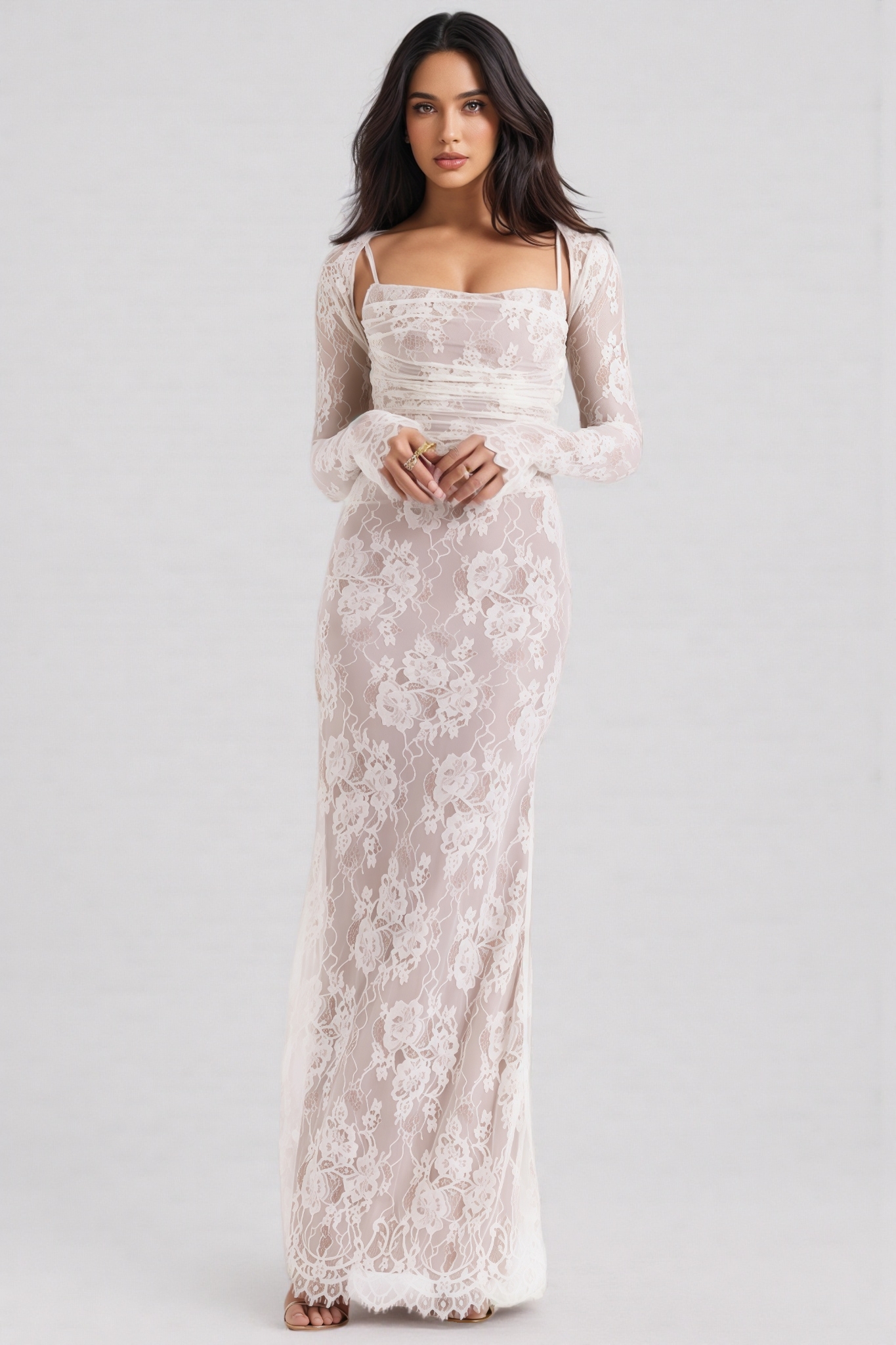 Yoshi Vintage Cream Lace Maxi Dress