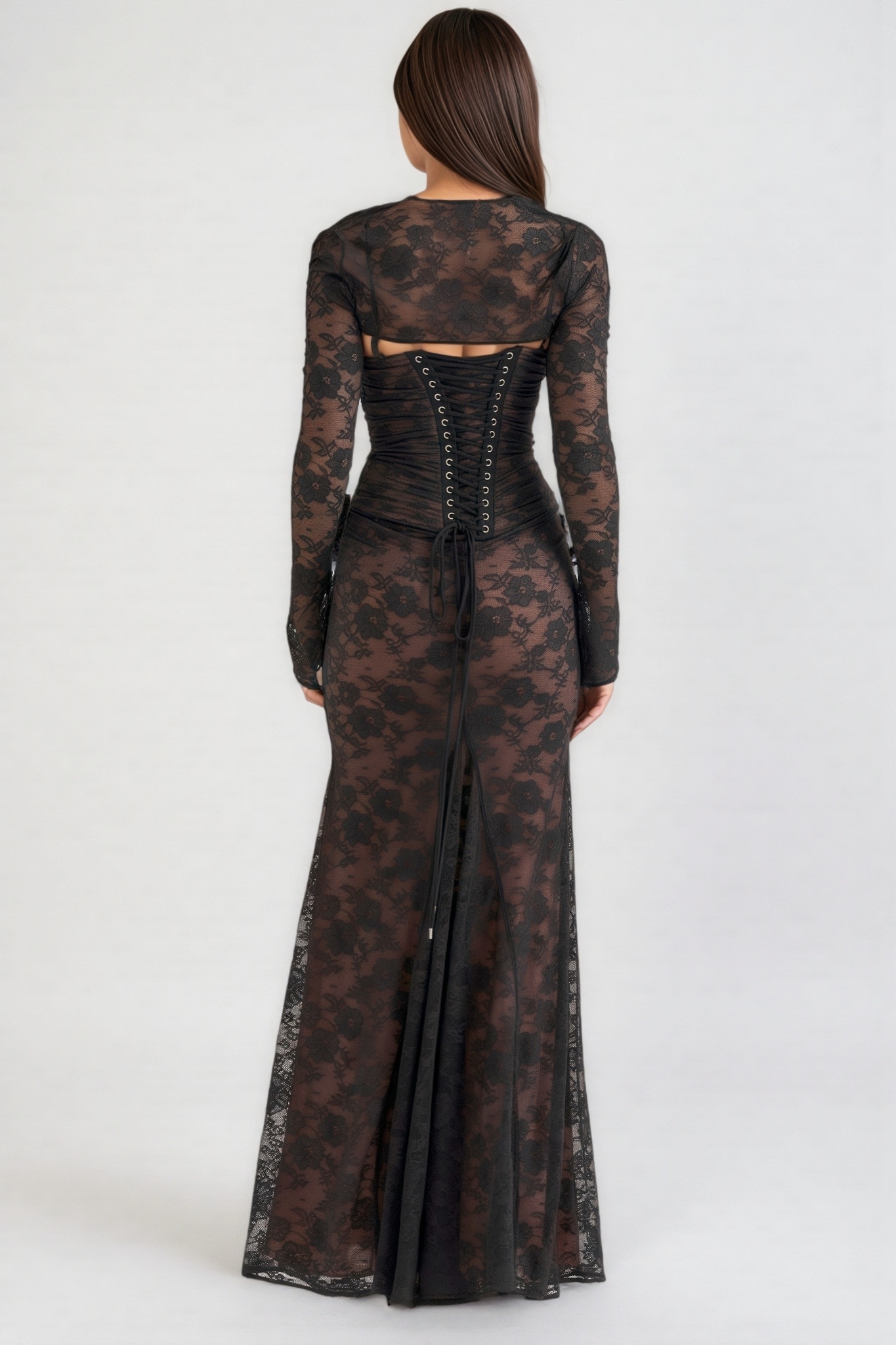 Xaver Black Lace Maxi Dress