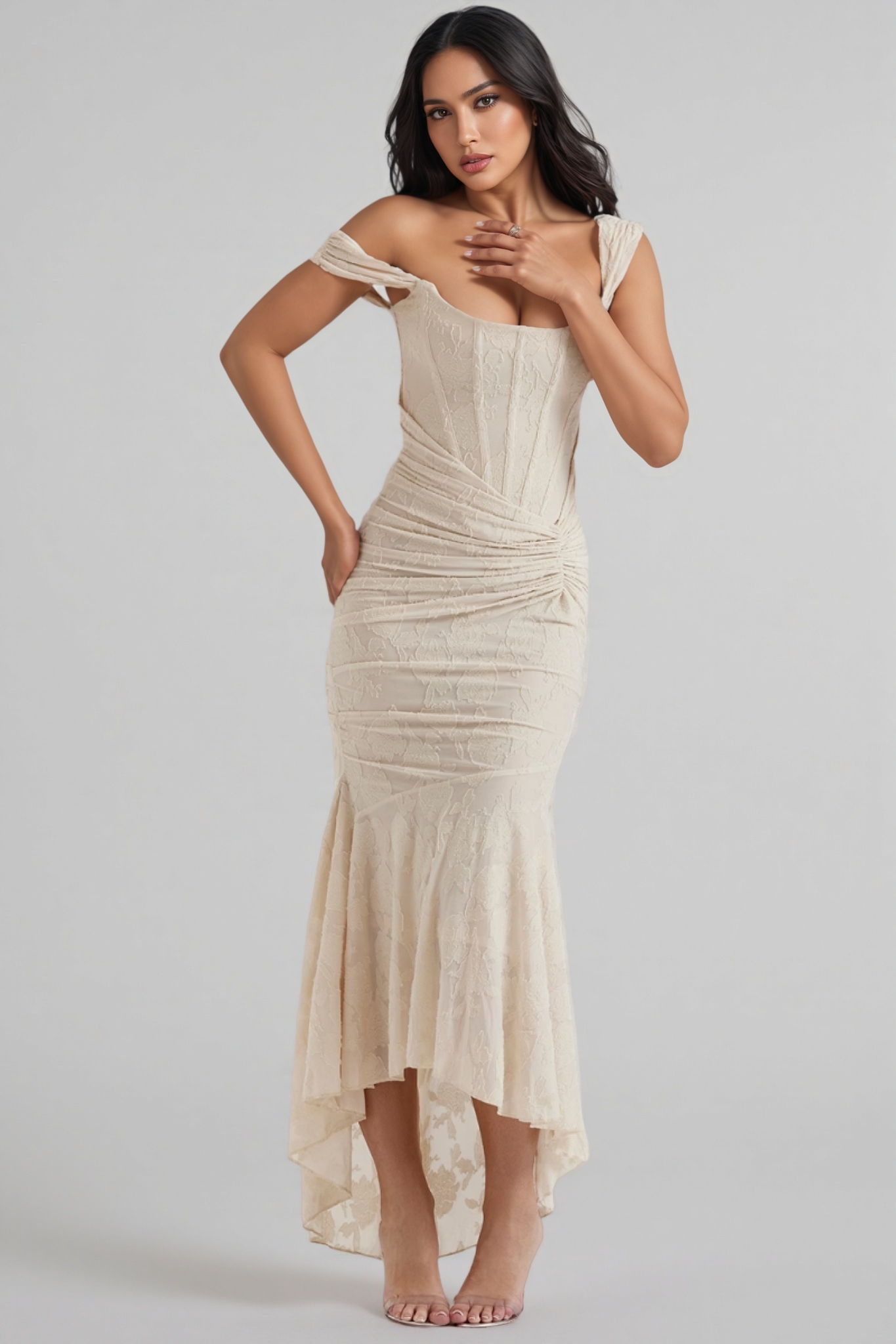 Taye Vintage Cream Floral Maxi Dress