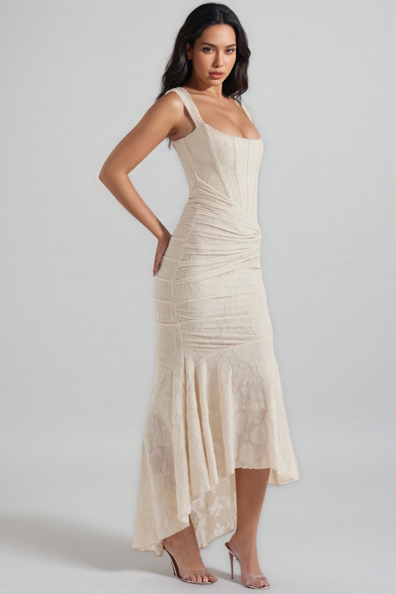 Taye Vintage Cream Floral Maxi Dress