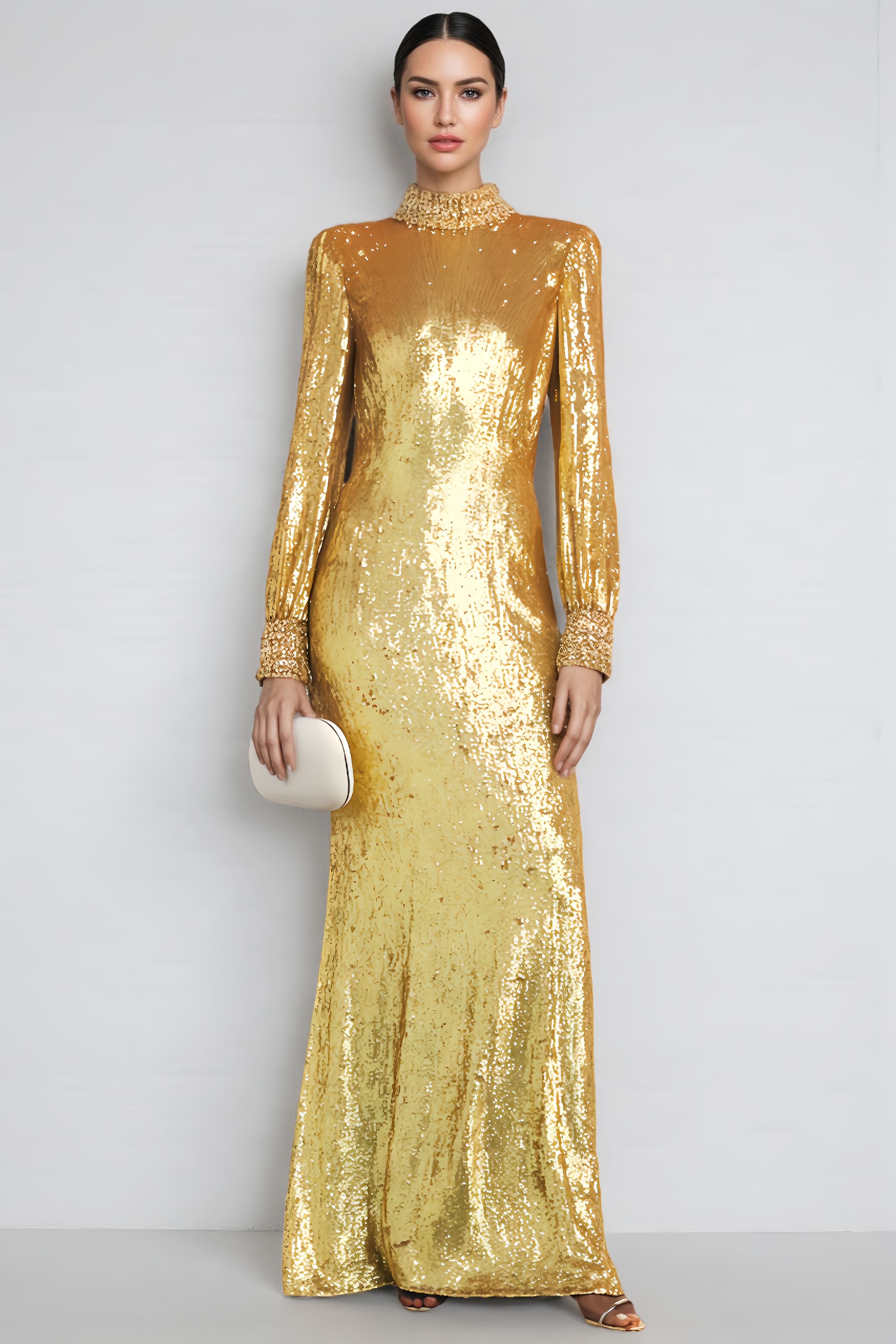 Tada Golden Sequin Maxi Dress