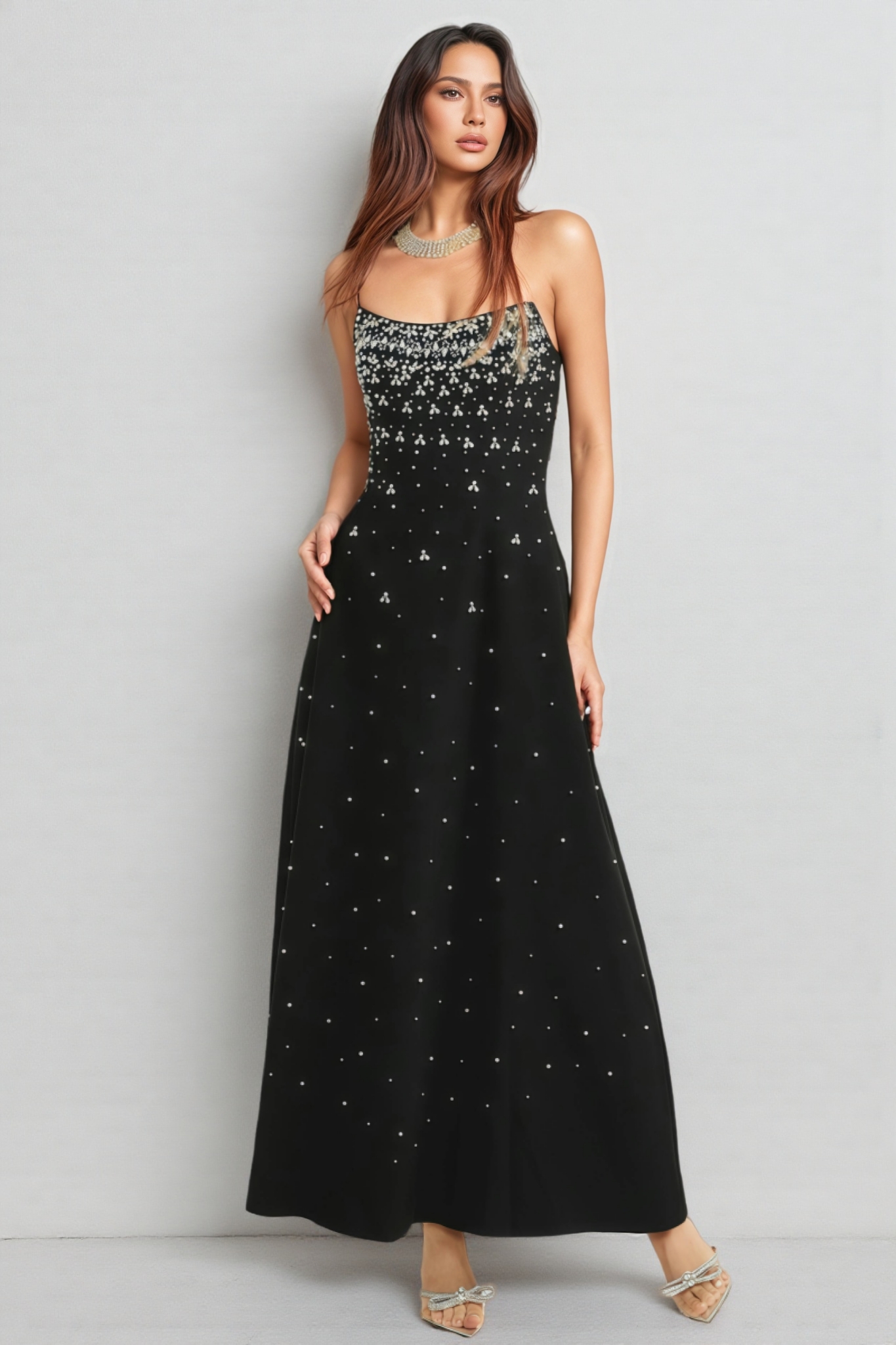 Evrona Bustier Diamonds Maxi Dress 