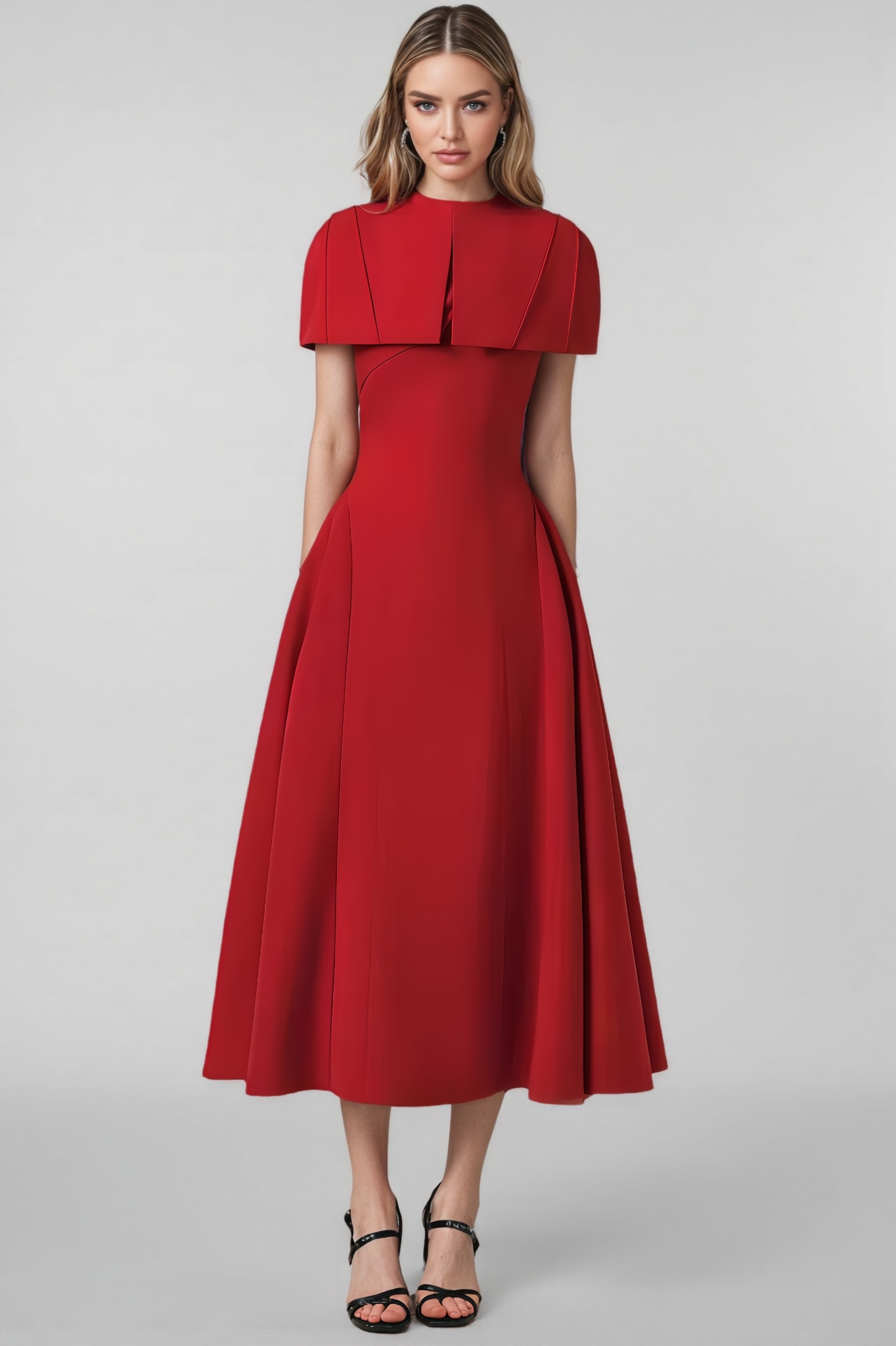 Lolic Sleeveless Woven Dress And Cape Two-Piece Set