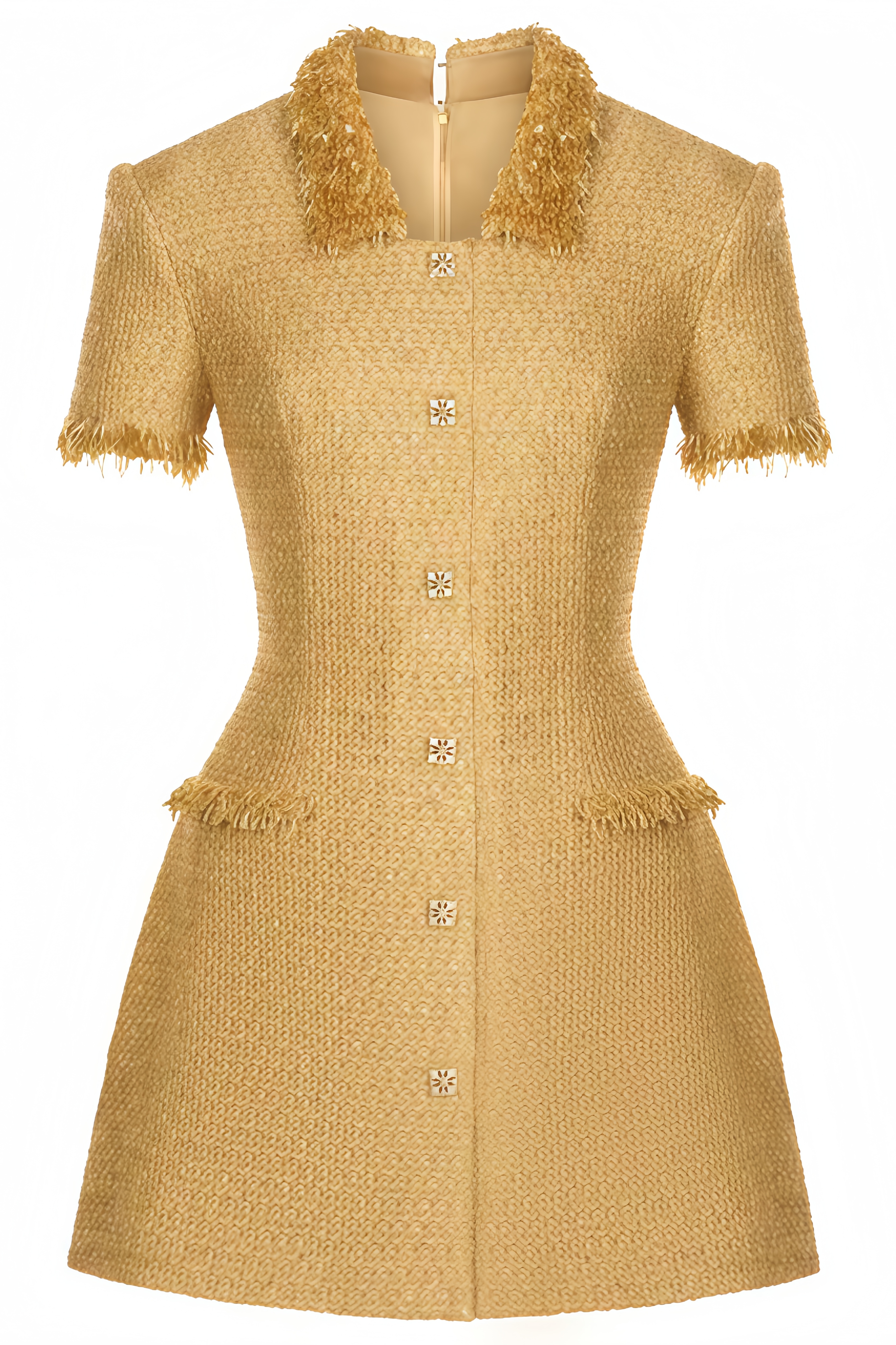 Folded Collar Button Mini Dress