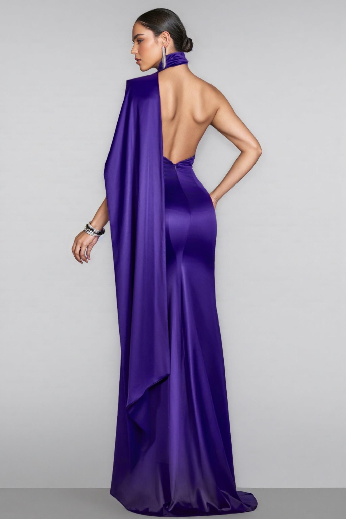 Valentina Halter Floral Maxi Satin Dress