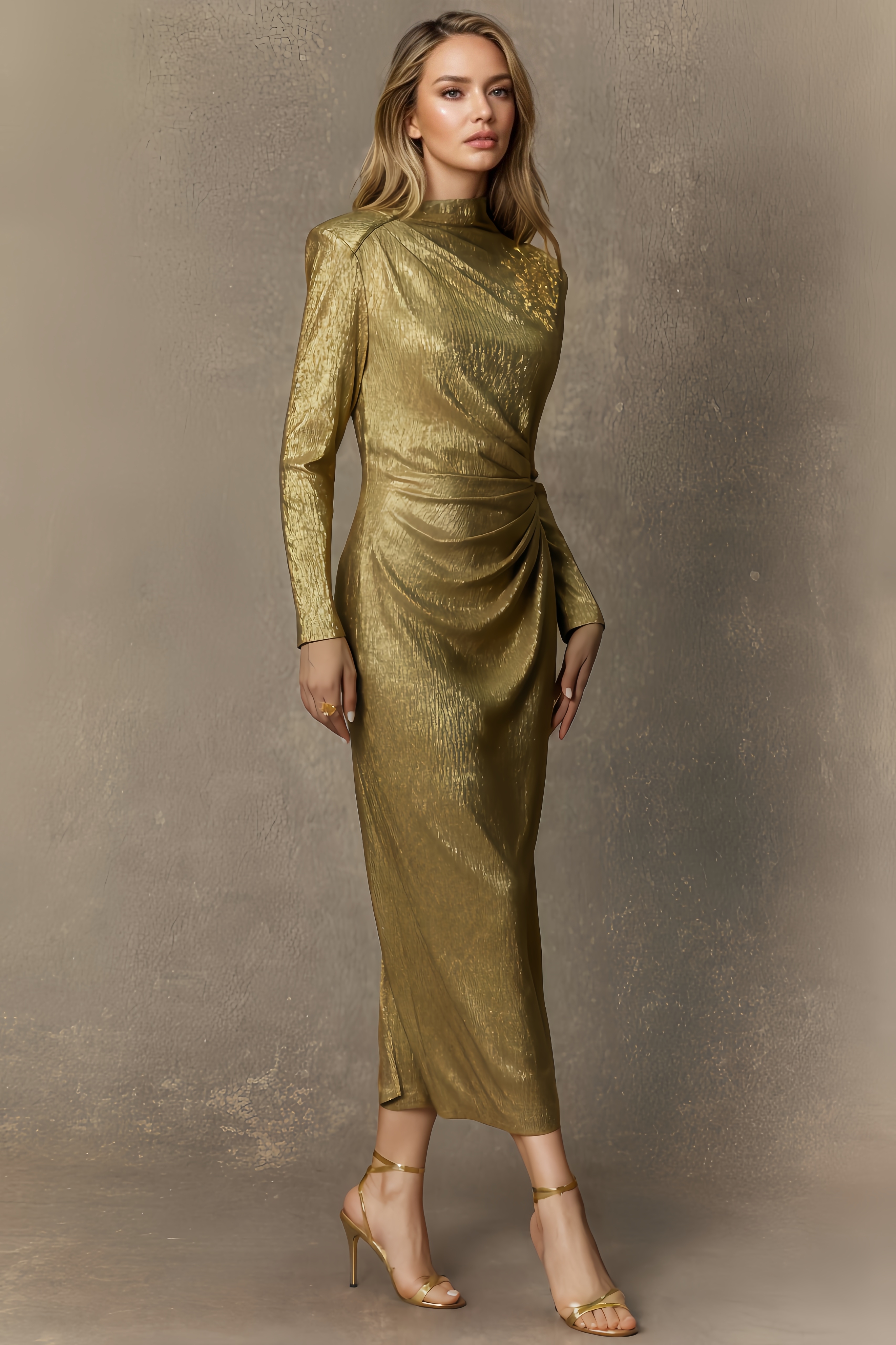 Miley Floral Embellished Texture Midi Dress