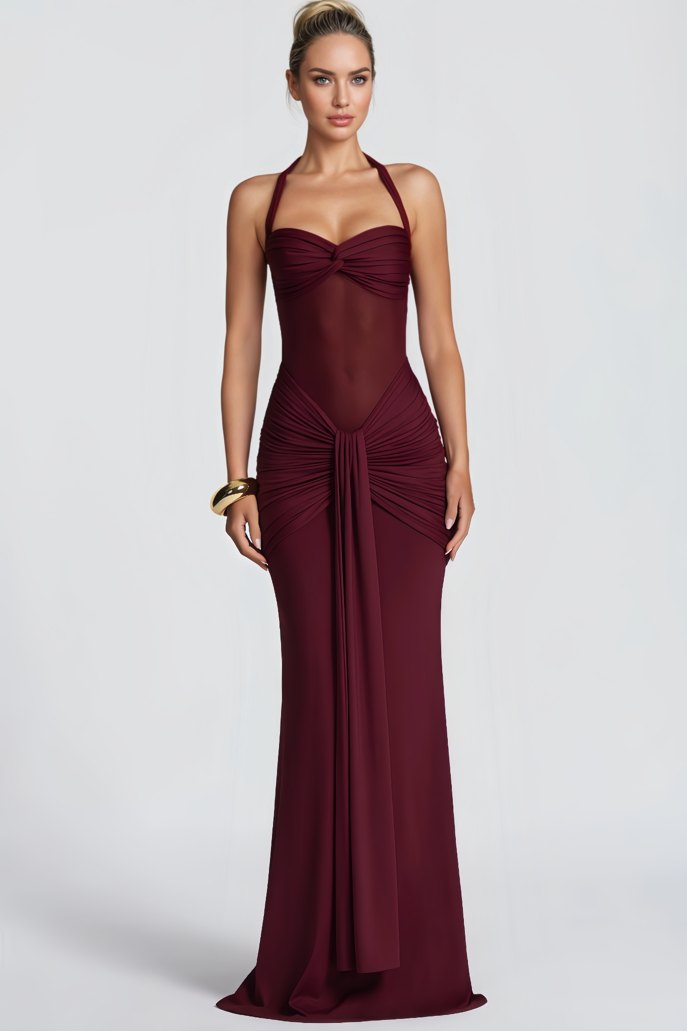 Bjorn Lace-Up Tulle Maxi Dress