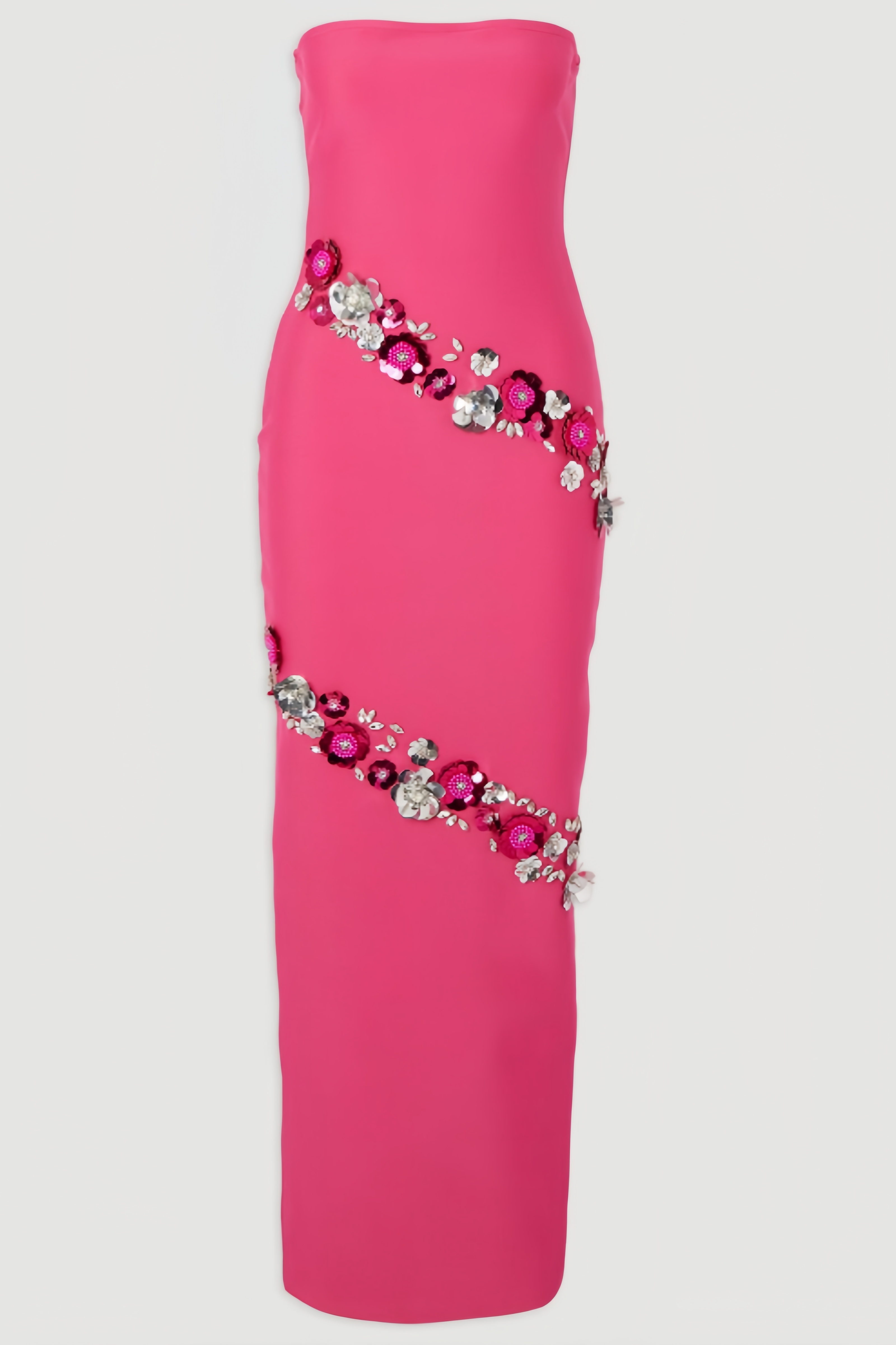 Rowdy Strapless Floral Bandage Maxi Dress