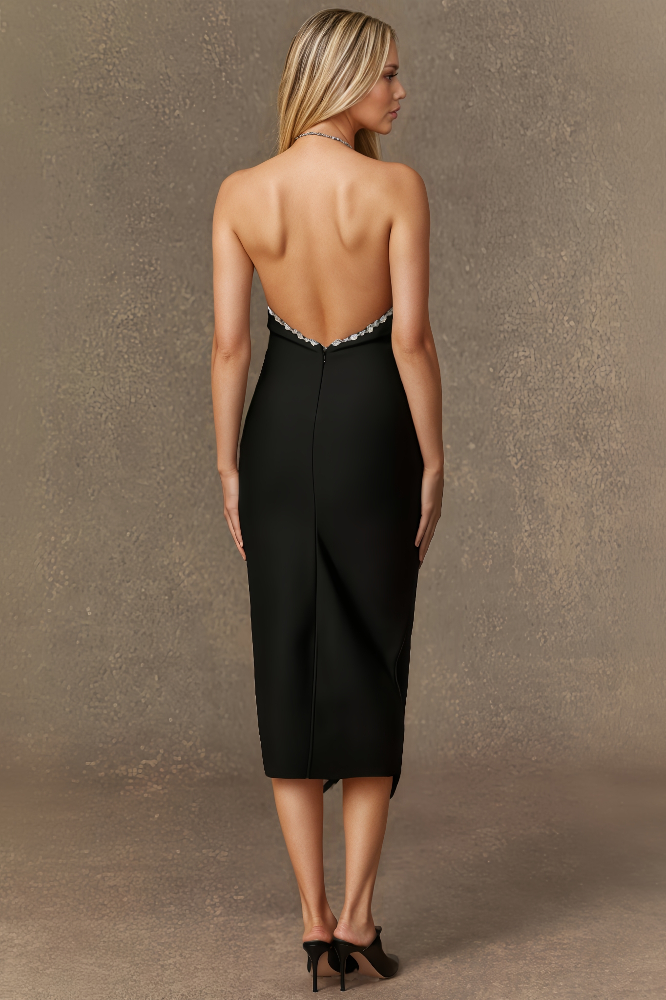 Louisa Deep V-Neck Fringe Midi Dress