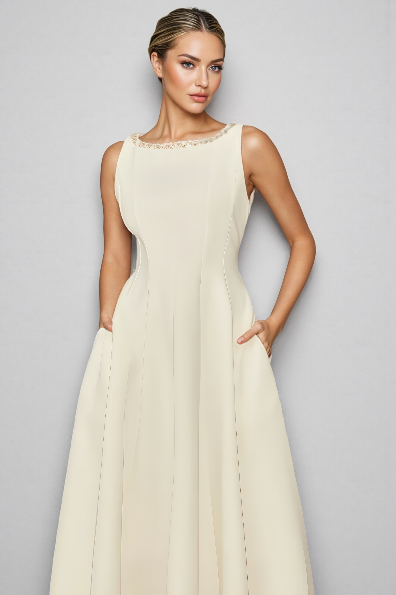 Rumi Embellished Sleeveless Midi Dress