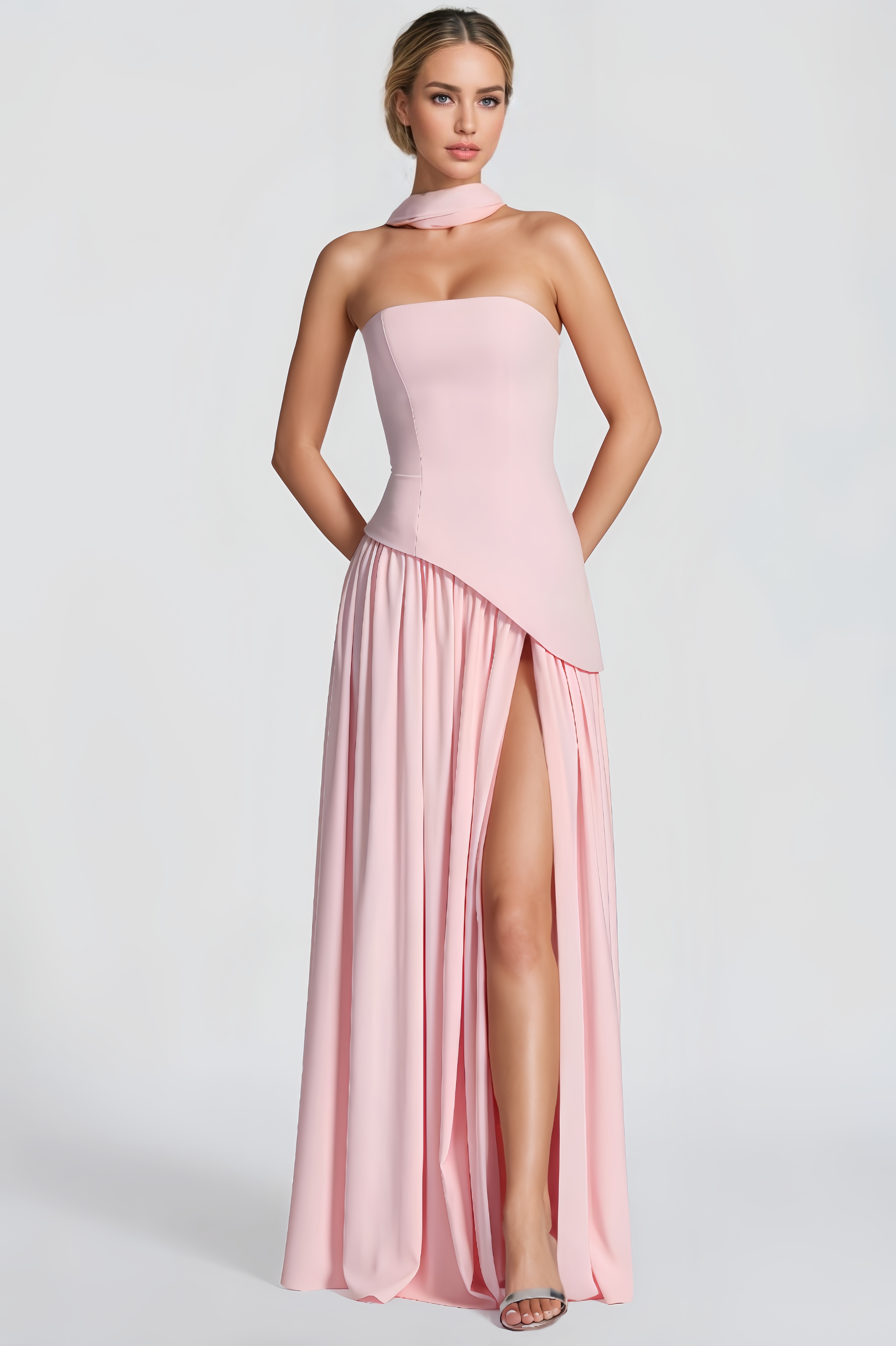 Wynrt Tie-Front Slit Maxi Dress