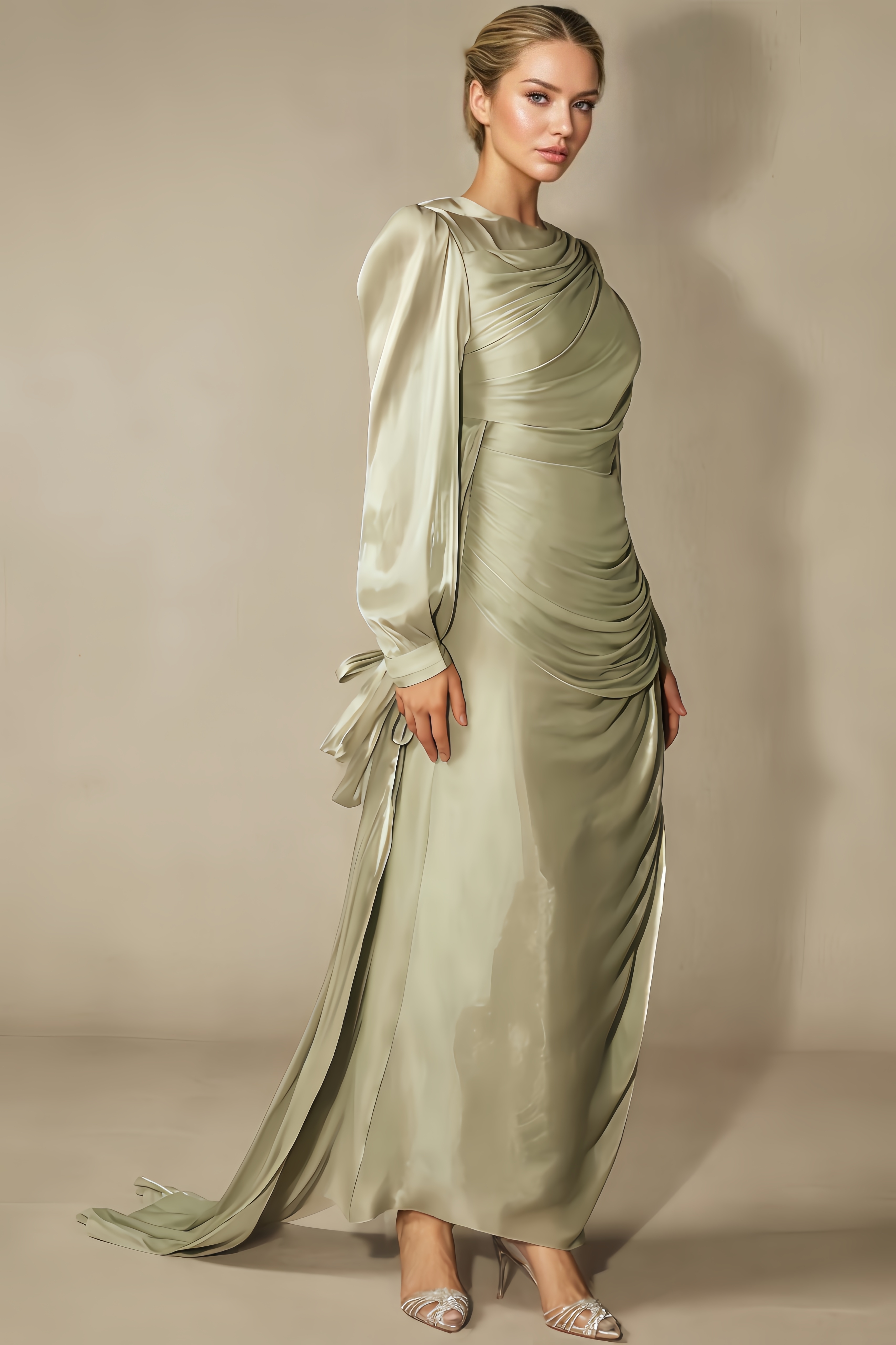 Keve Sleeve Ruched Maxi Dress