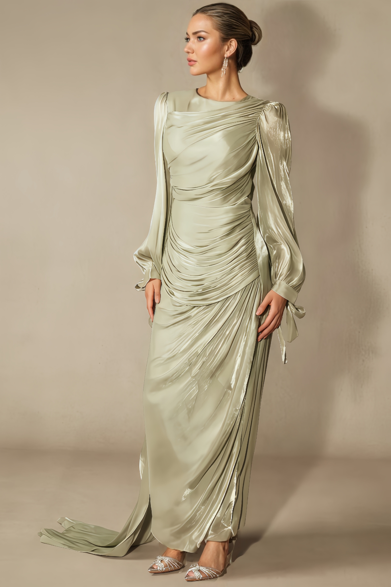 Keve Sleeve Ruched Maxi Dress