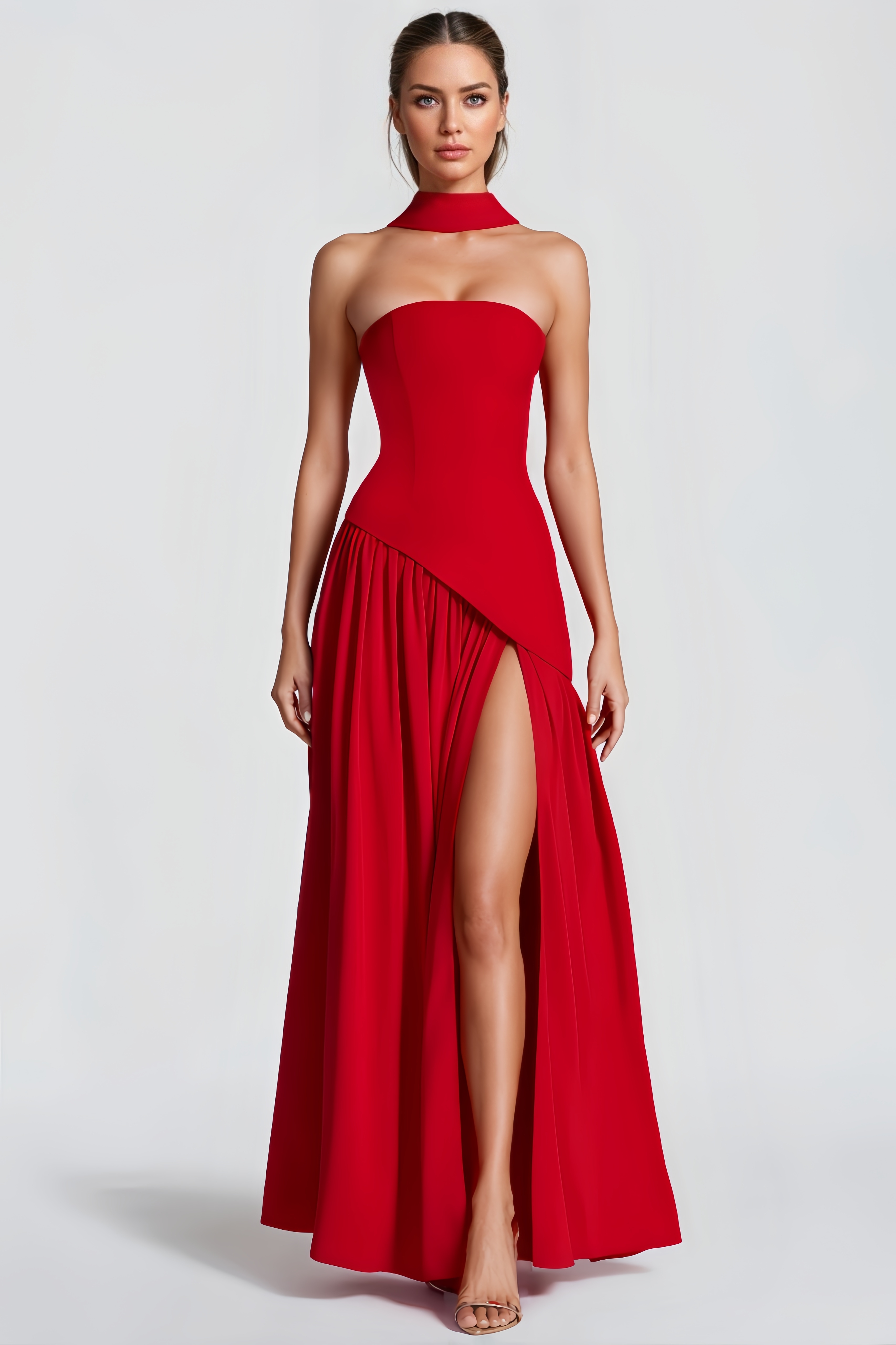 Thora Tie-Front Slit Maxi Dress