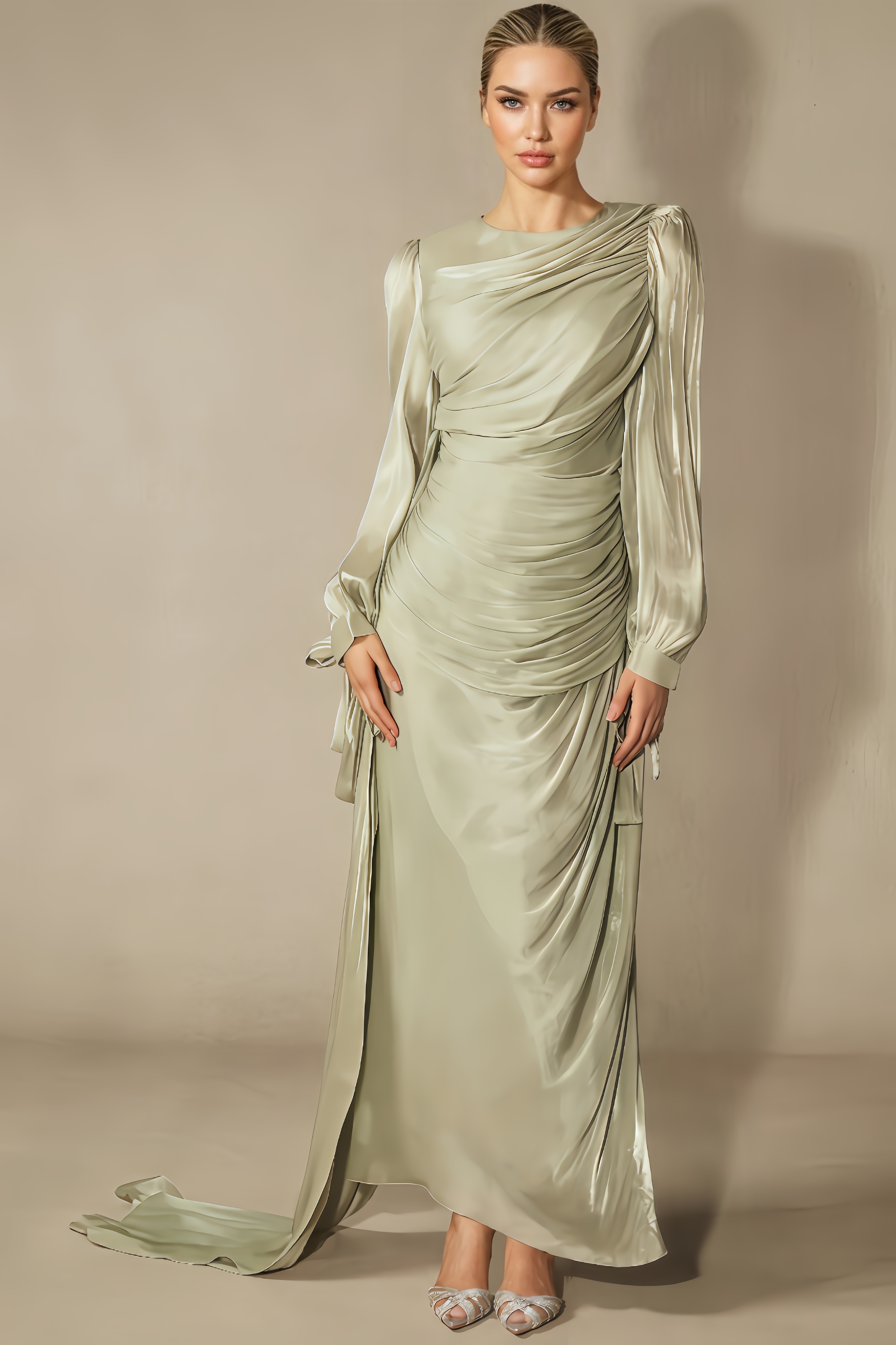 Keve Sleeve Ruched Maxi Dress