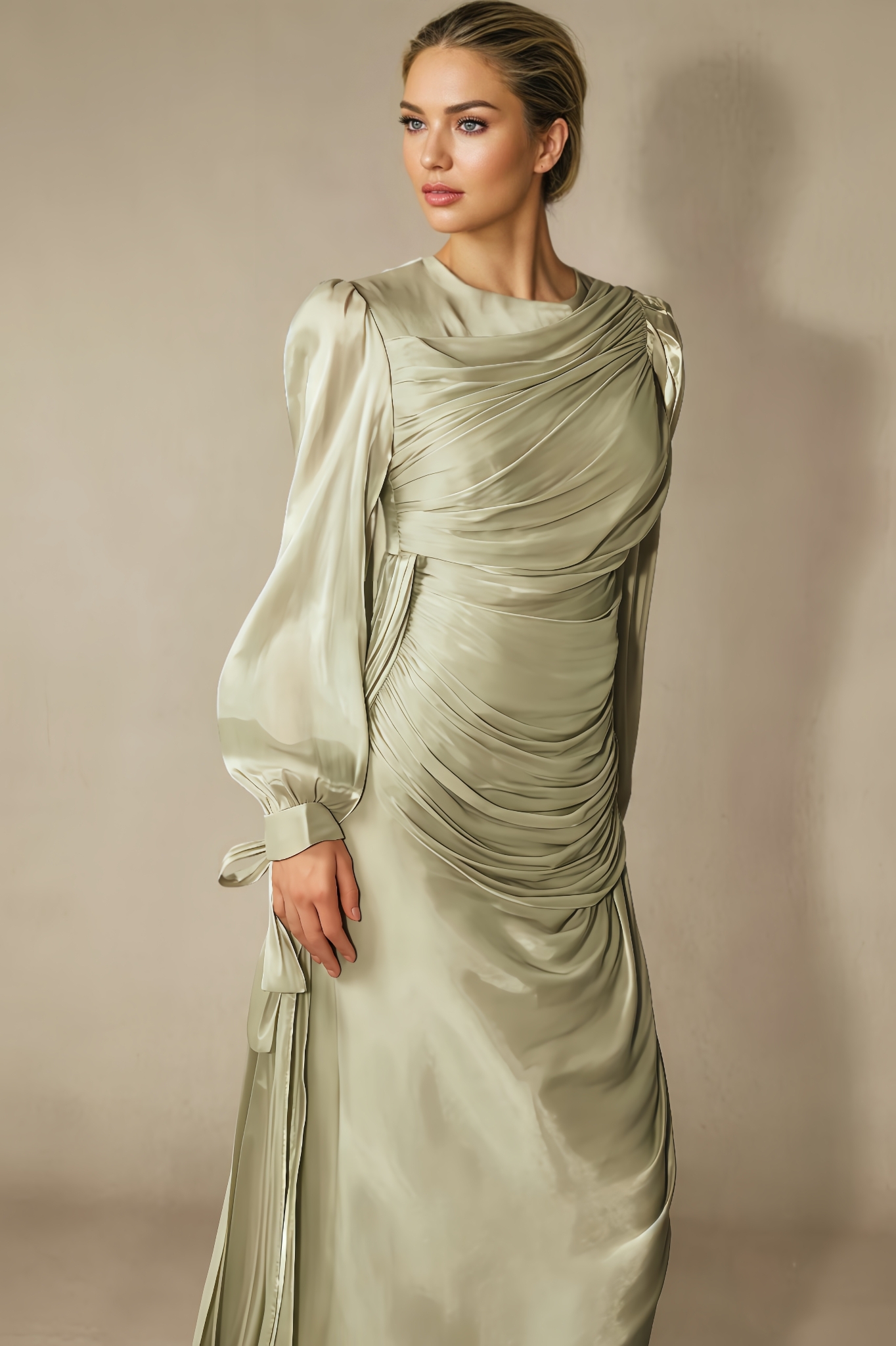 Keve Sleeve Ruched Maxi Dress