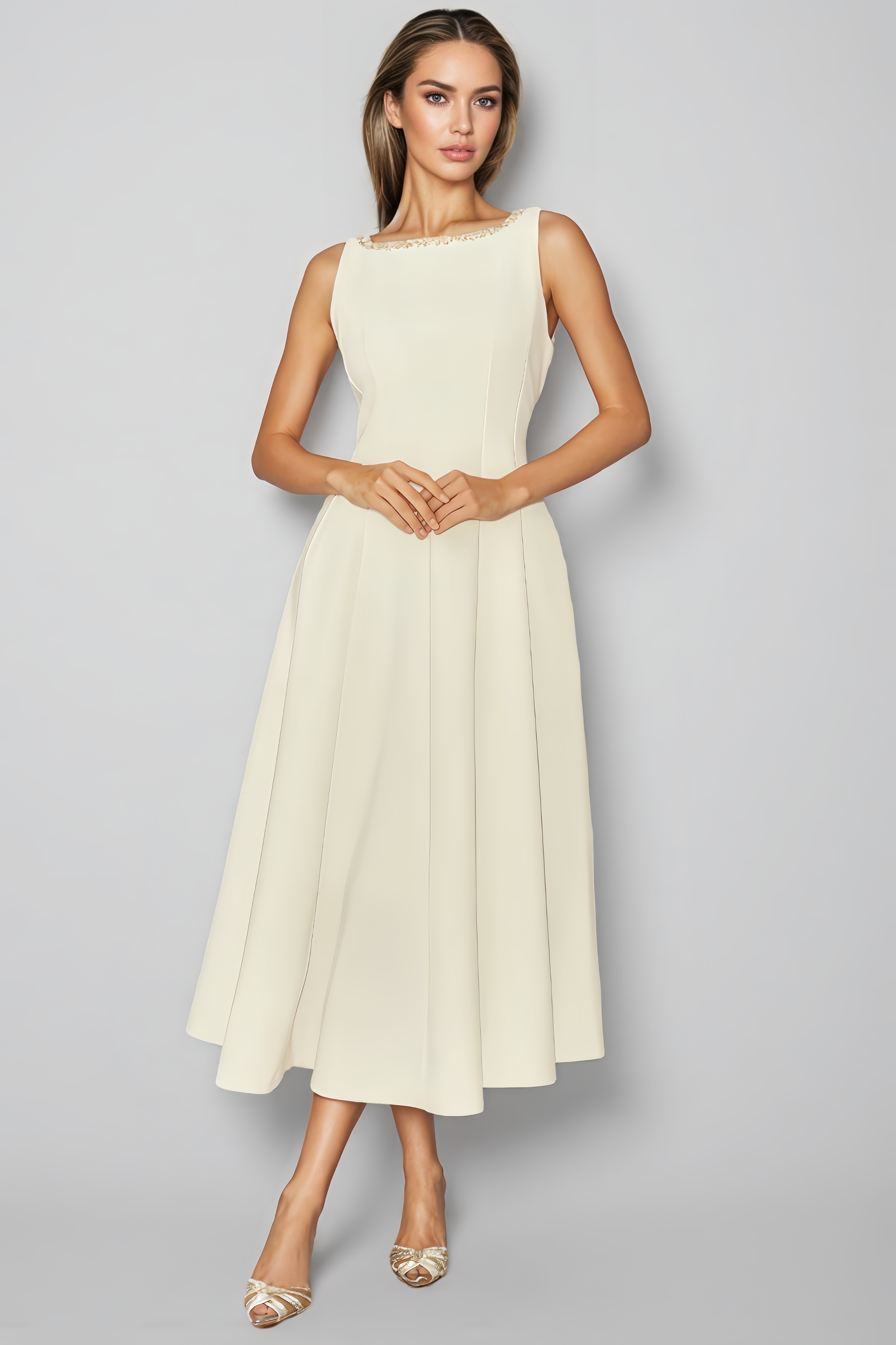 Rumi Embellished Sleeveless Midi Dress