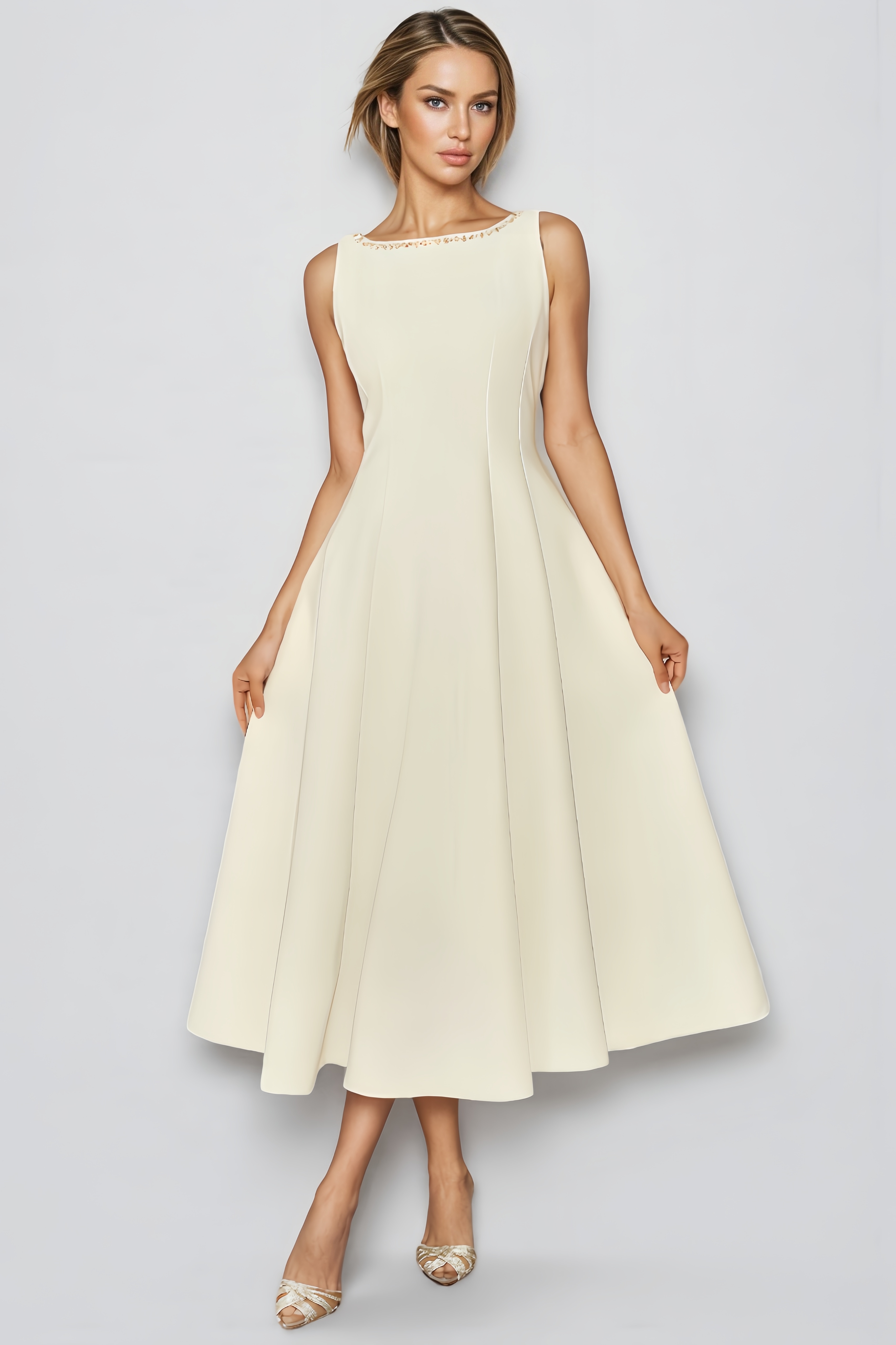 Rumi Embellished Sleeveless Midi Dress